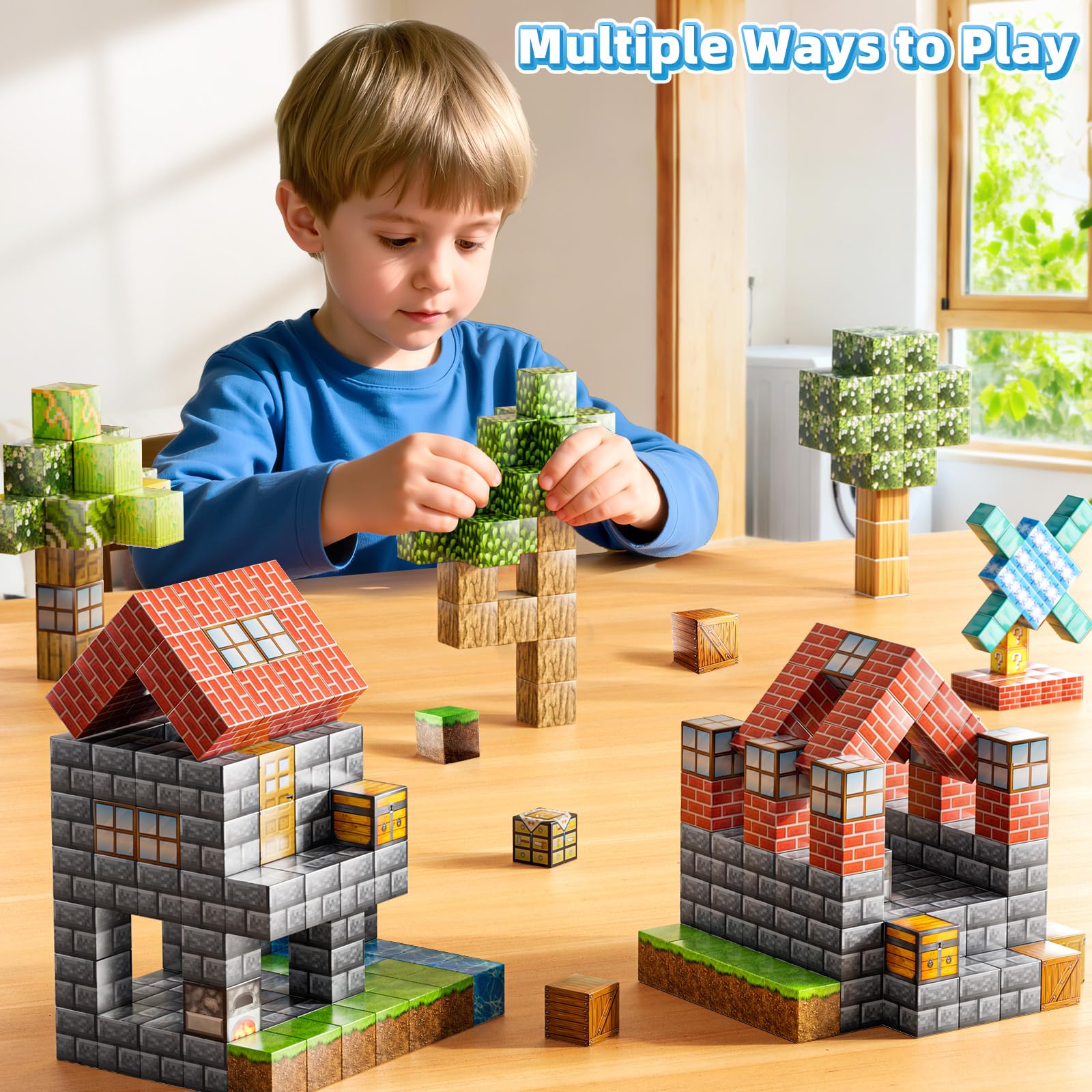 ZDRKWSM Magnetic Blocks Toys for Kids, 110PCS Magnetic Building Blocks, STEM Montessori Sensory Stacking Toy for Boys Girls Age 3 4 5 6 7 8 9 10, Christmas Birthday Gifts for Boys and Girls Age 3+