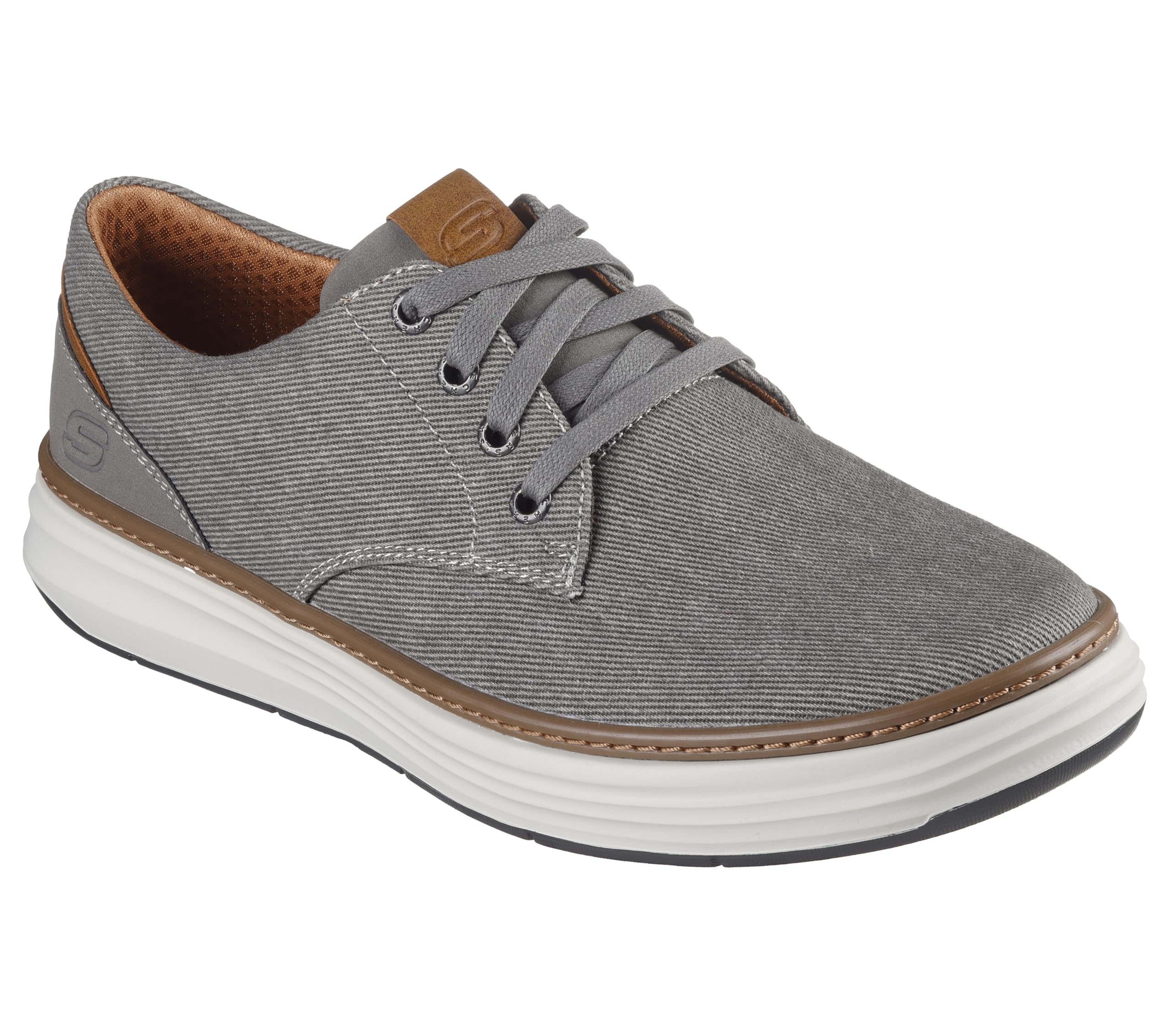 Skechers Men's Moreno Canvas Oxford Shoe, Beige, 12 Wide US