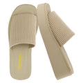CUSHIONAIRE Pim Wedge Chunky Platform Womens Sandals with Firm Knit Upper & Memory Foam Summer Sandals for Women 2026, TAUPE 9.5