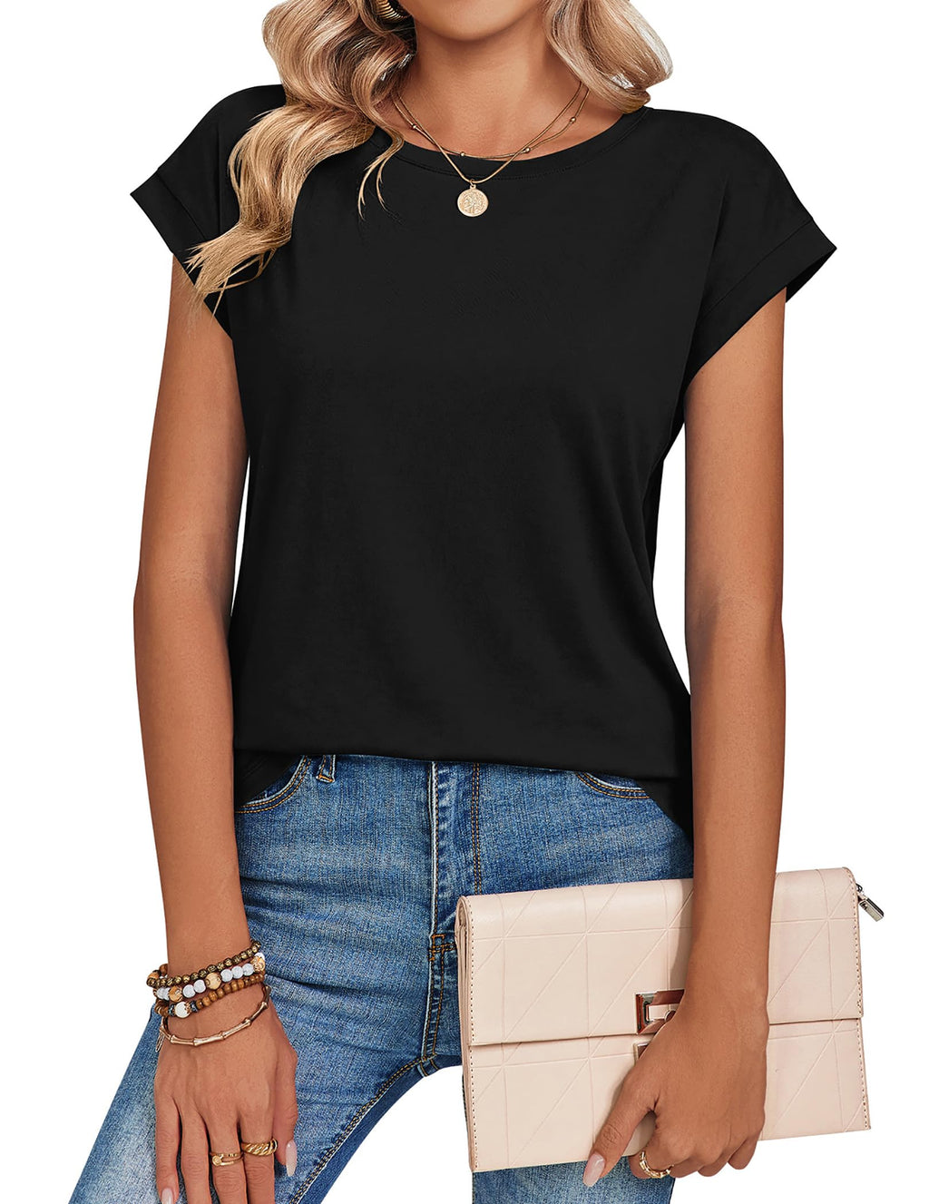 Zeagoo Womens Tops Summer Casual Dress Tshirts Shirts Business Dressy Spring Cute Outfits Trendy Clothes Black