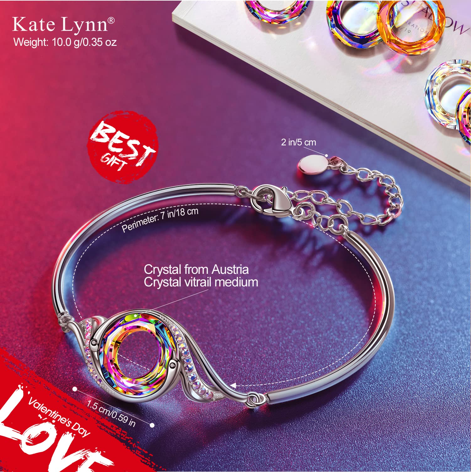 Kate Lynn Phoenix Bangle Bracelets for Women, Birthday Gifts for Women Christmas Mothers Day Gifts for Mom Wife Daughter, Crystal Bracelet Jewelry Lady Gift