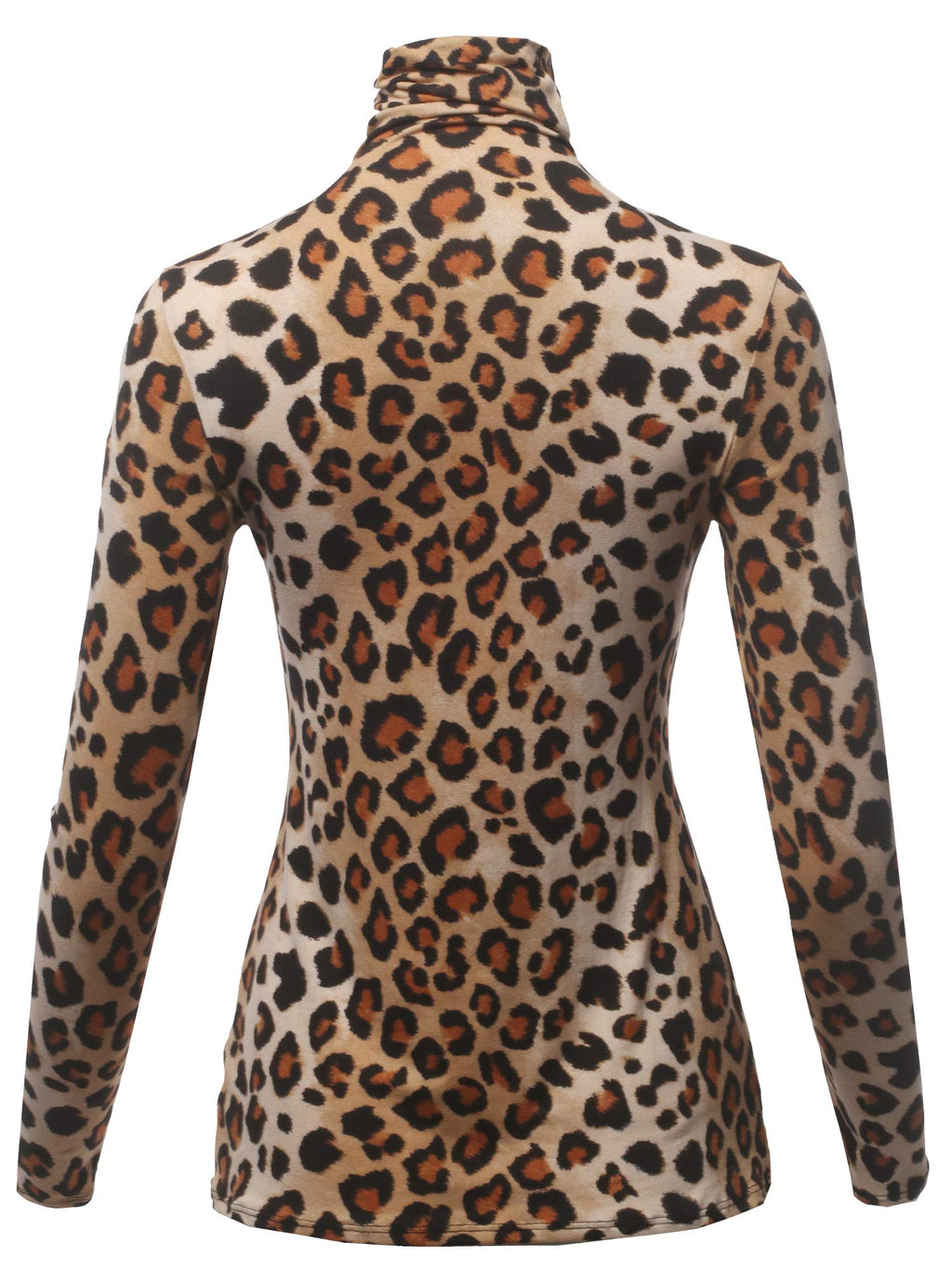 SSOULM Women’s Slim Fit Lightweight Sweater - Made in USA, Soft Rayon Turtleneck Layering Top (Plus Size) Leopard M