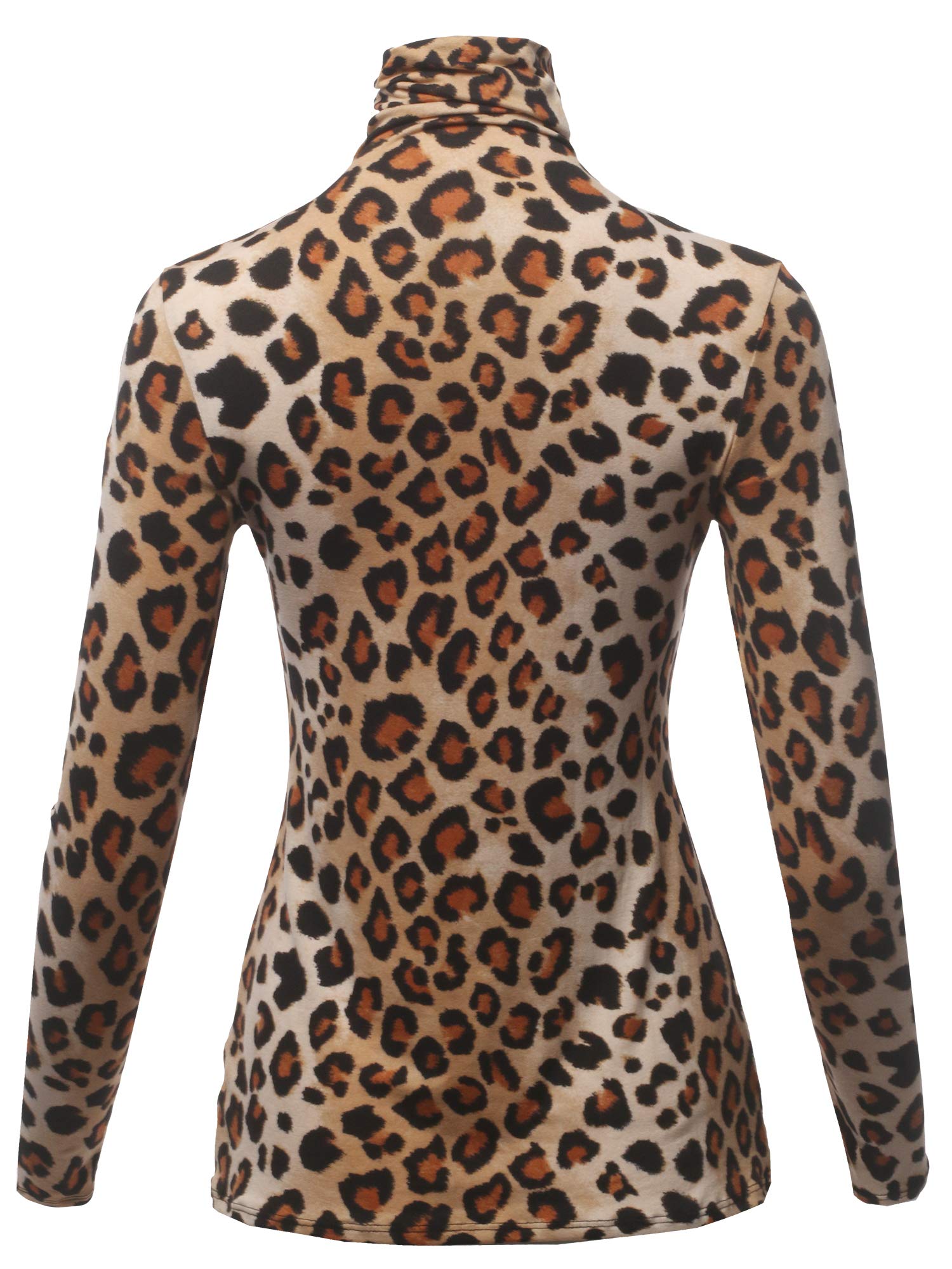 SSOULM Women’s Slim Fit Lightweight Sweater - Made in USA, Soft Rayon Turtleneck Layering Top (Plus Size) Leopard M
