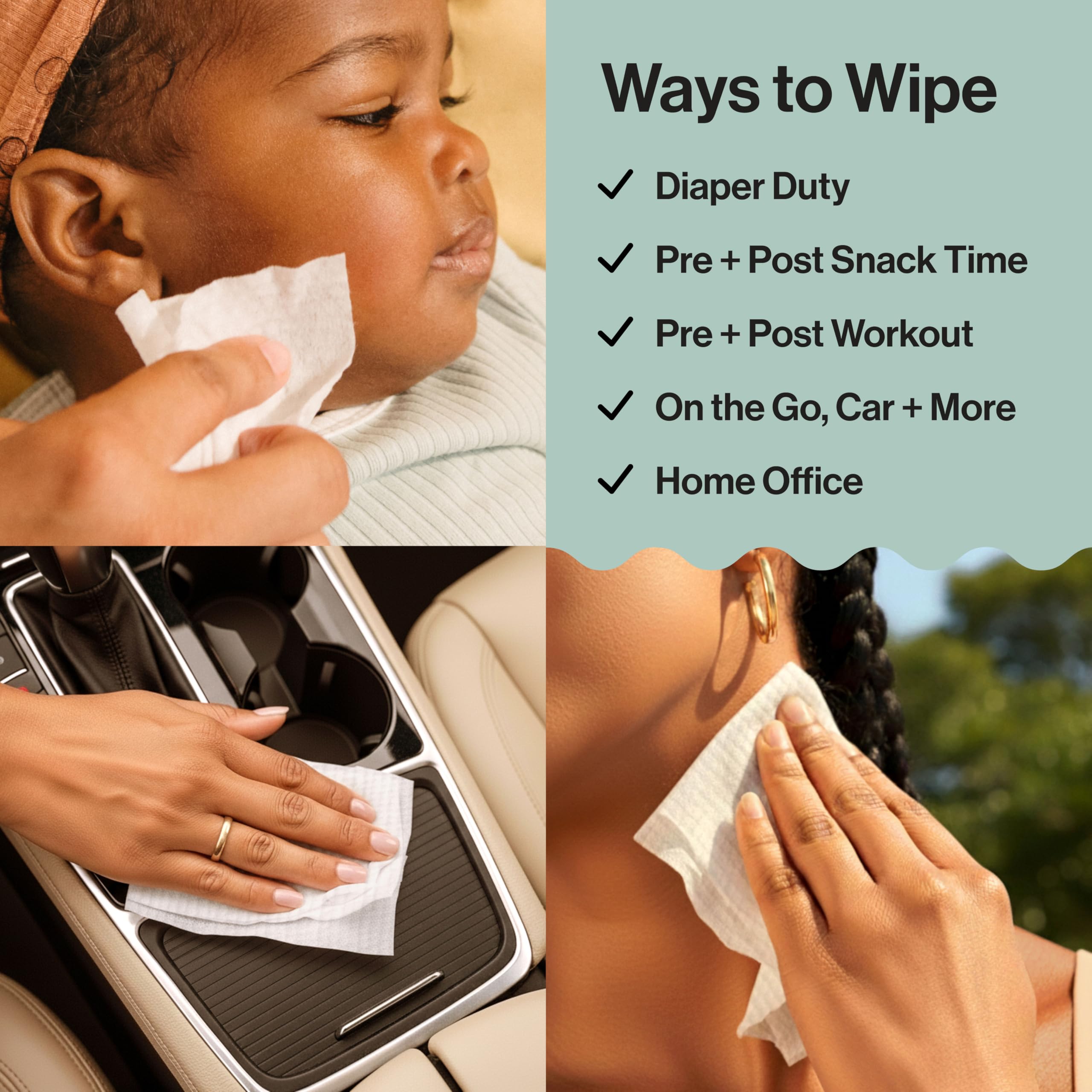 The Honest Company Hypoallergenic Multi-Use Baby Wipes for Sensitive Skin Baby Pattern Play 288 Count