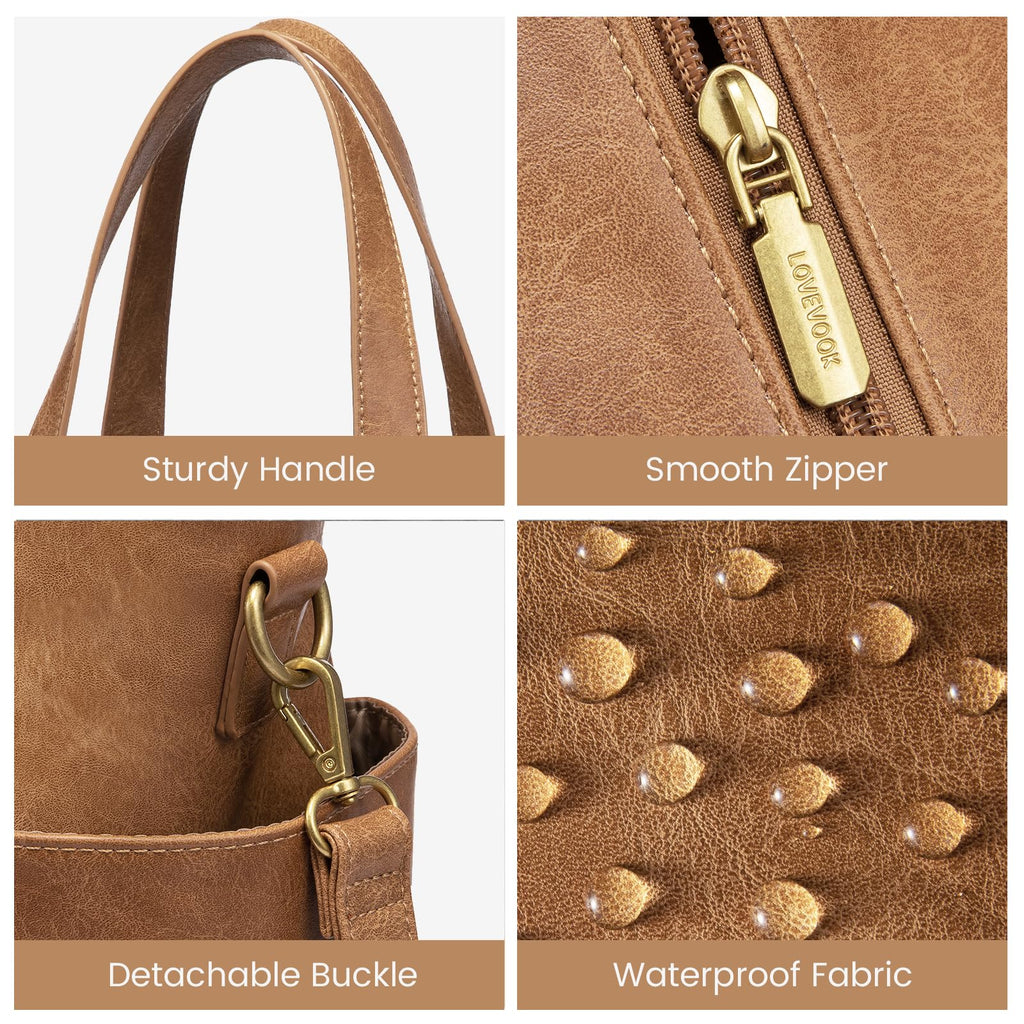 LOVEVOOK Laptop Tote Bag for Women 15.6 Inch Vintage Work Bag with Large Cup Holder, Waterproof Computer Teacher Bag