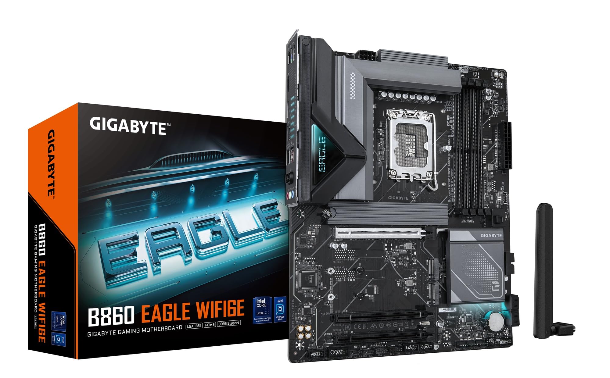 GIGABYTE B860 Eagle WIFI6E Intel Core Ultra (Series 2) LGA 1851 Motherboard, ATX, DDR5, 3X M.2, PCIe 5.0, USB-C, WIFI6E, 2.5GbE LAN, EZ-Latch