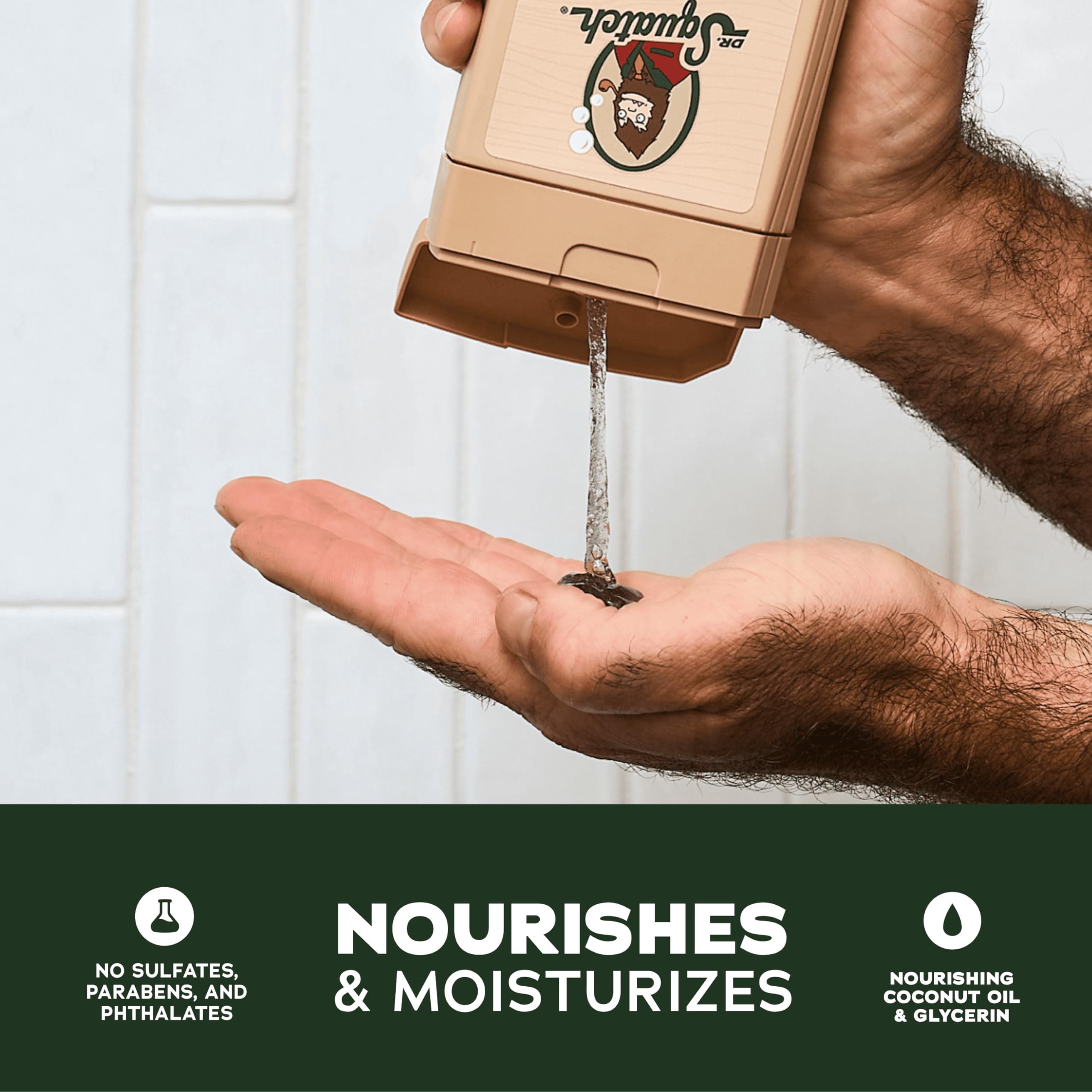 Dr. Squatch Natural Men's Body Wash Shower Gel - Cleansing, Nourishing, Long Lasting Scent, Moisturizing Body Wash for Men - Pine Tar + Wood Barrel Bourbon (14 oz, 2-Pack)