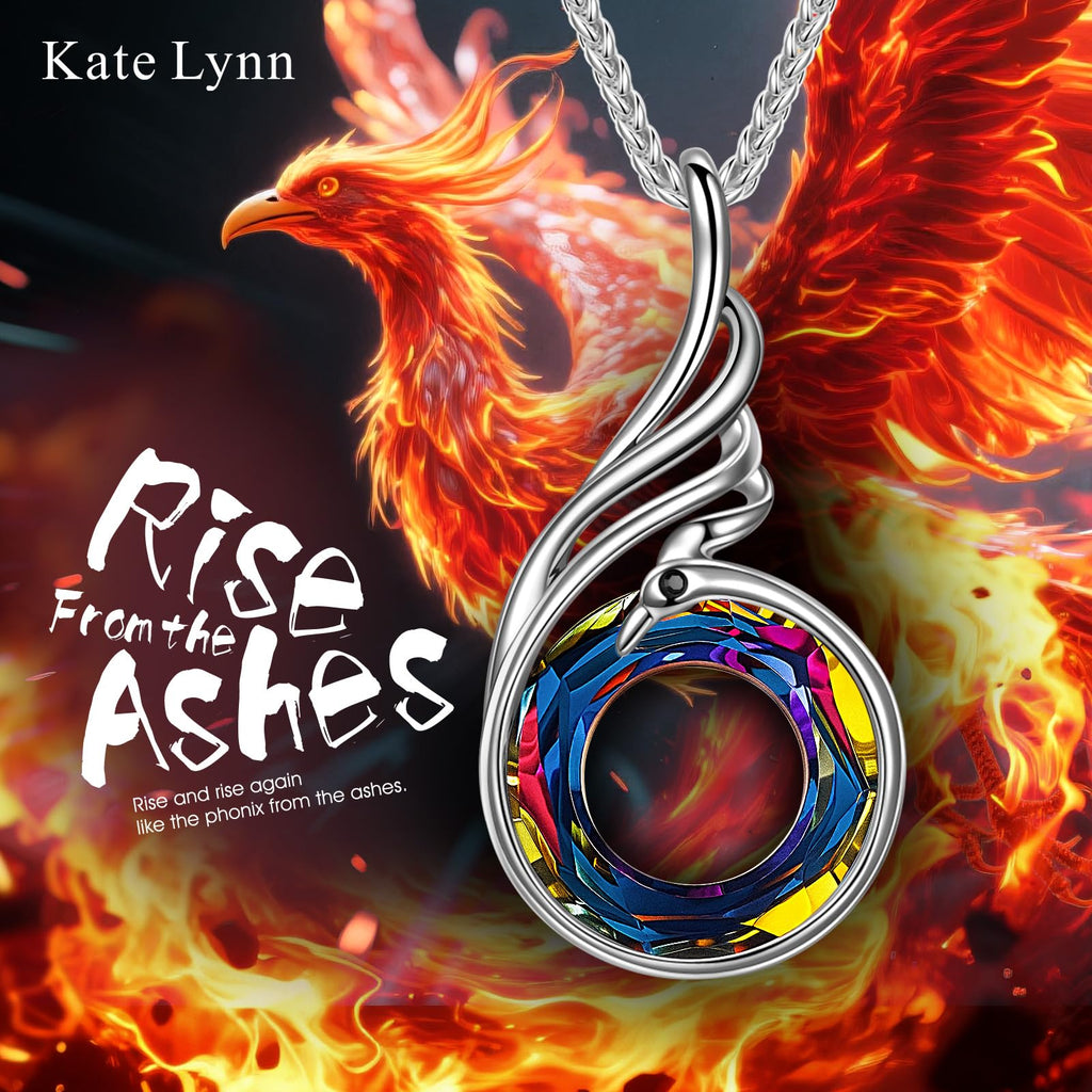 Kate Lynn Phoenix Necklaces for Men Women Pendant Necklace, Unique Birthday Gifts for Women Men, Christmas Mothers Day Gifts for Mom Wife Daughter Fathers Day Jewelry for Dad Husband, Womens Mens Crystal Jewelry