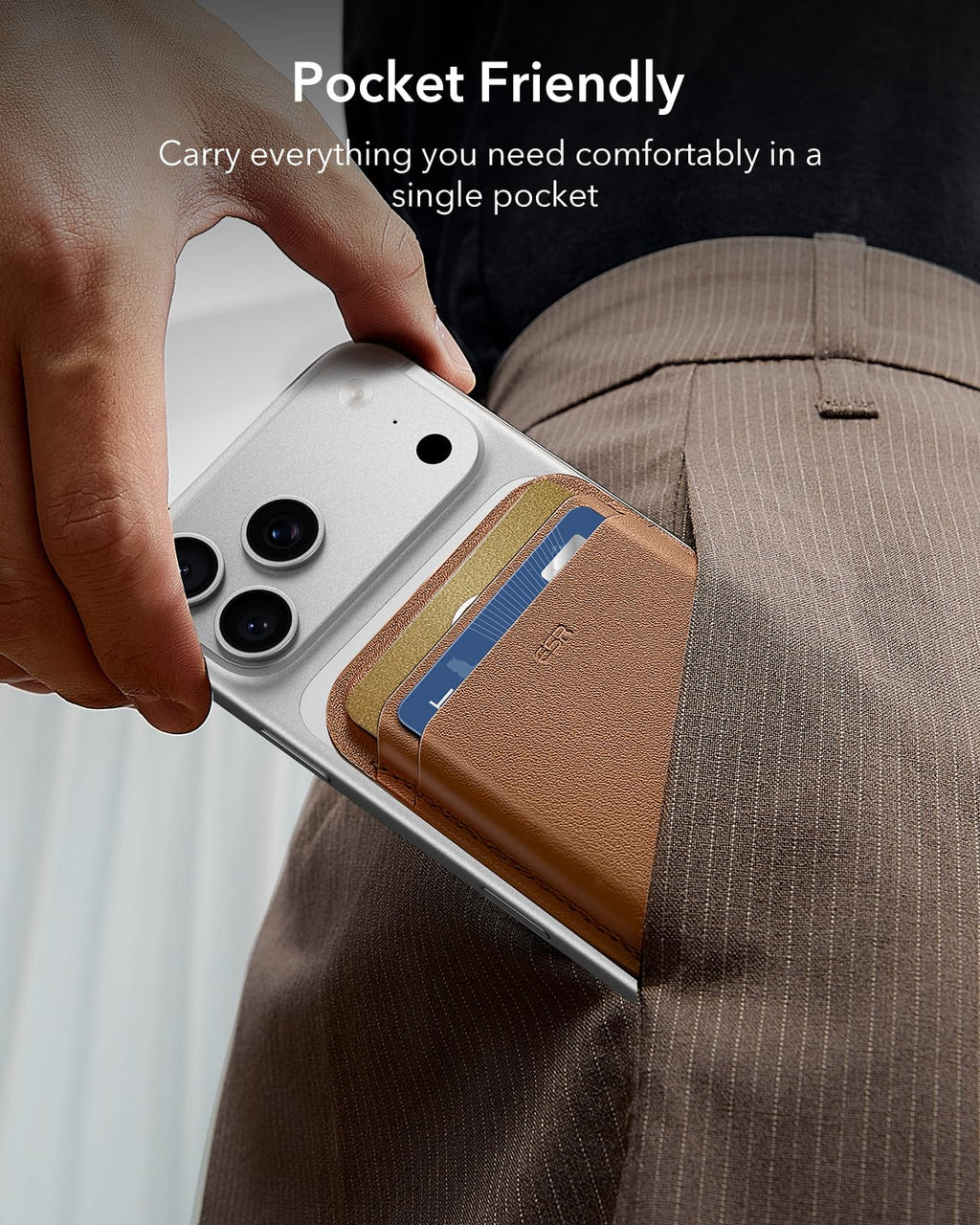 ESR for MagSafe Wallet, 5-Card Holder With RFID Blocking, MagSafe Sticker Included, Slim Magnetic Wallet for iPhone 17/16/15/14/13/12 Series and Selected Samsung Devices, Not for 13/12 Mini, Brown