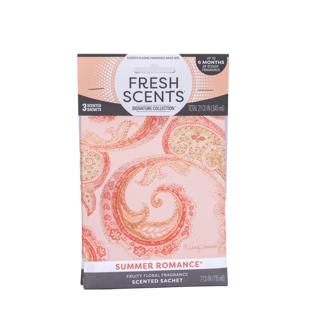Fresh Scents | Scented Sachet Packet | Summer Romance | Air Freshener Bags for Drawers, Closets, Cars | 3 Pack | Long Lasting Home Fragrance