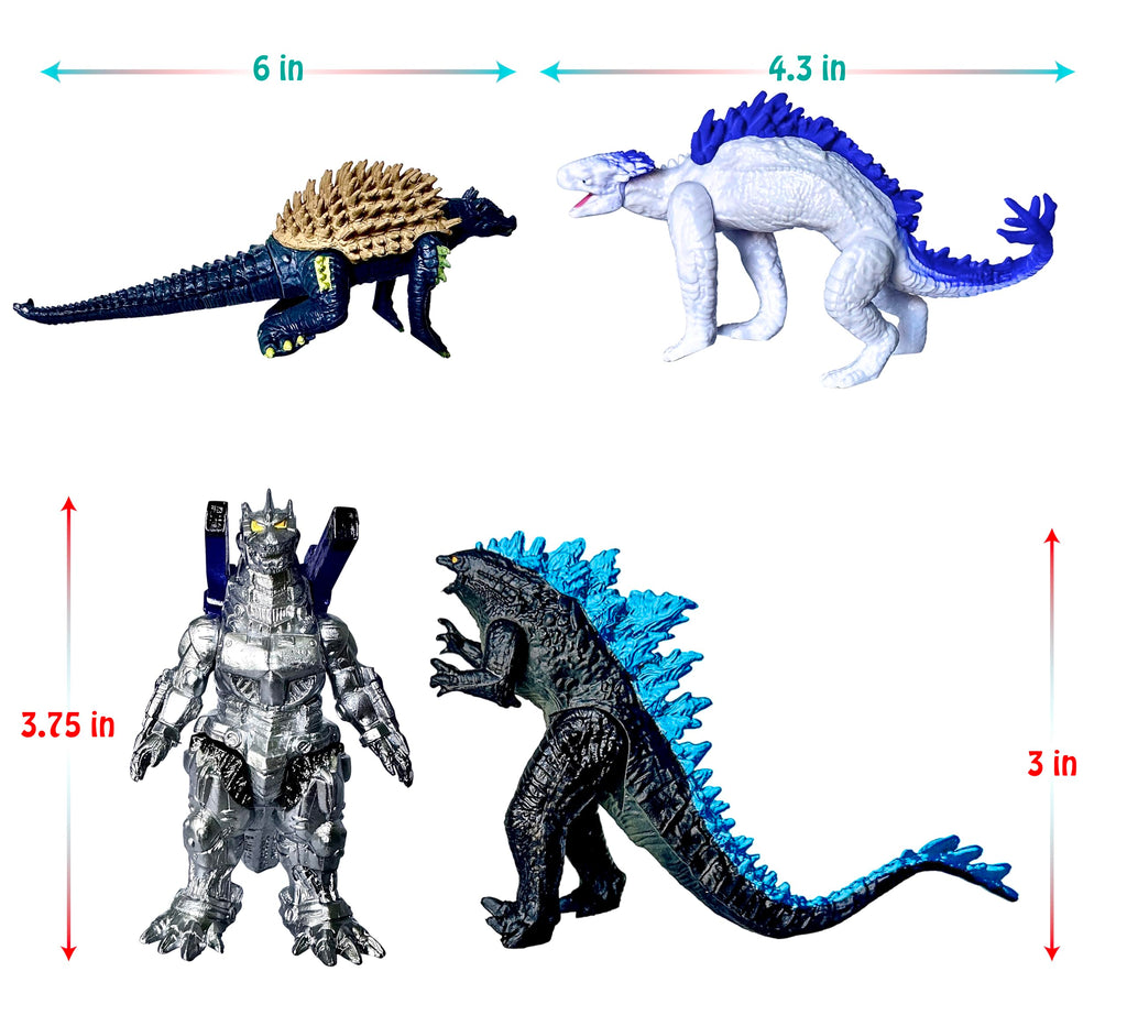 TwCare Set of 12 Godzilla x Kong: The New Empire, Dinosaur Dragon Toys Action Figures, Evolved Basic Exquisite Battle Roar B.E.A.S.T. Glove Shimo Frost Bite Mecha King Ghidorah Cake Toppers Pack