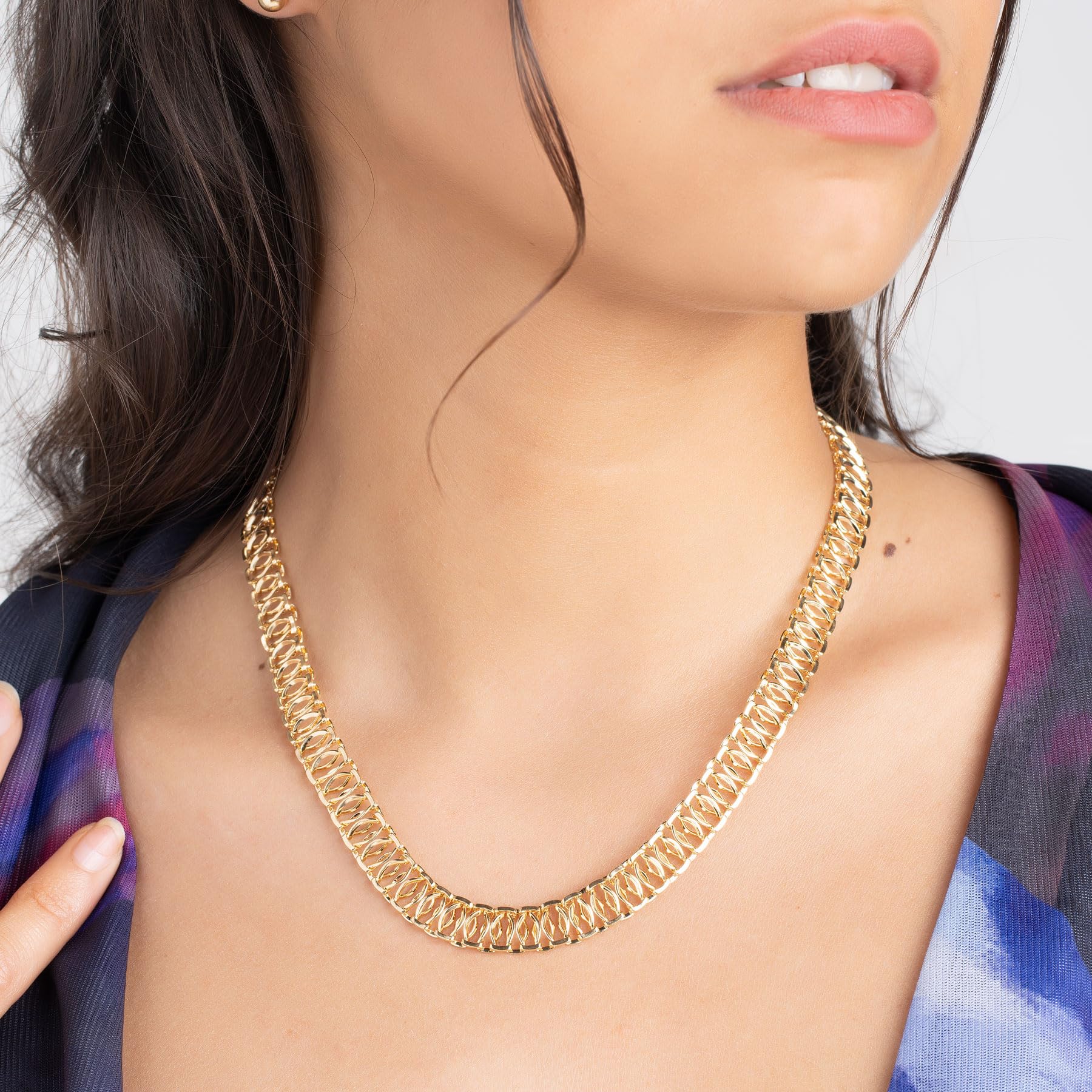 Barzel 18K Gold Plated Mesh Necklace, 16-20 inches, High Polish Finish, Waterproof, Tarnish Free (18 Inches)