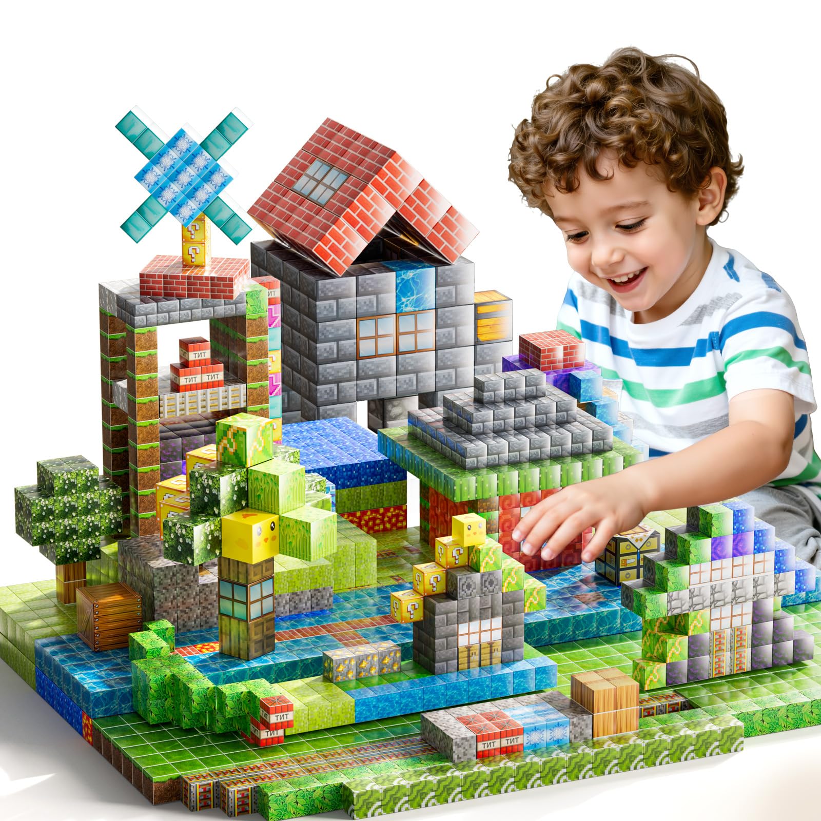 ZDRKWSM Magnetic Blocks Toys for Kids, 110PCS Magnetic Building Blocks, STEM Montessori Sensory Stacking Toy for Boys Girls Age 3 4 5 6 7 8 9 10, Christmas Birthday Gifts for Boys and Girls Age 3+