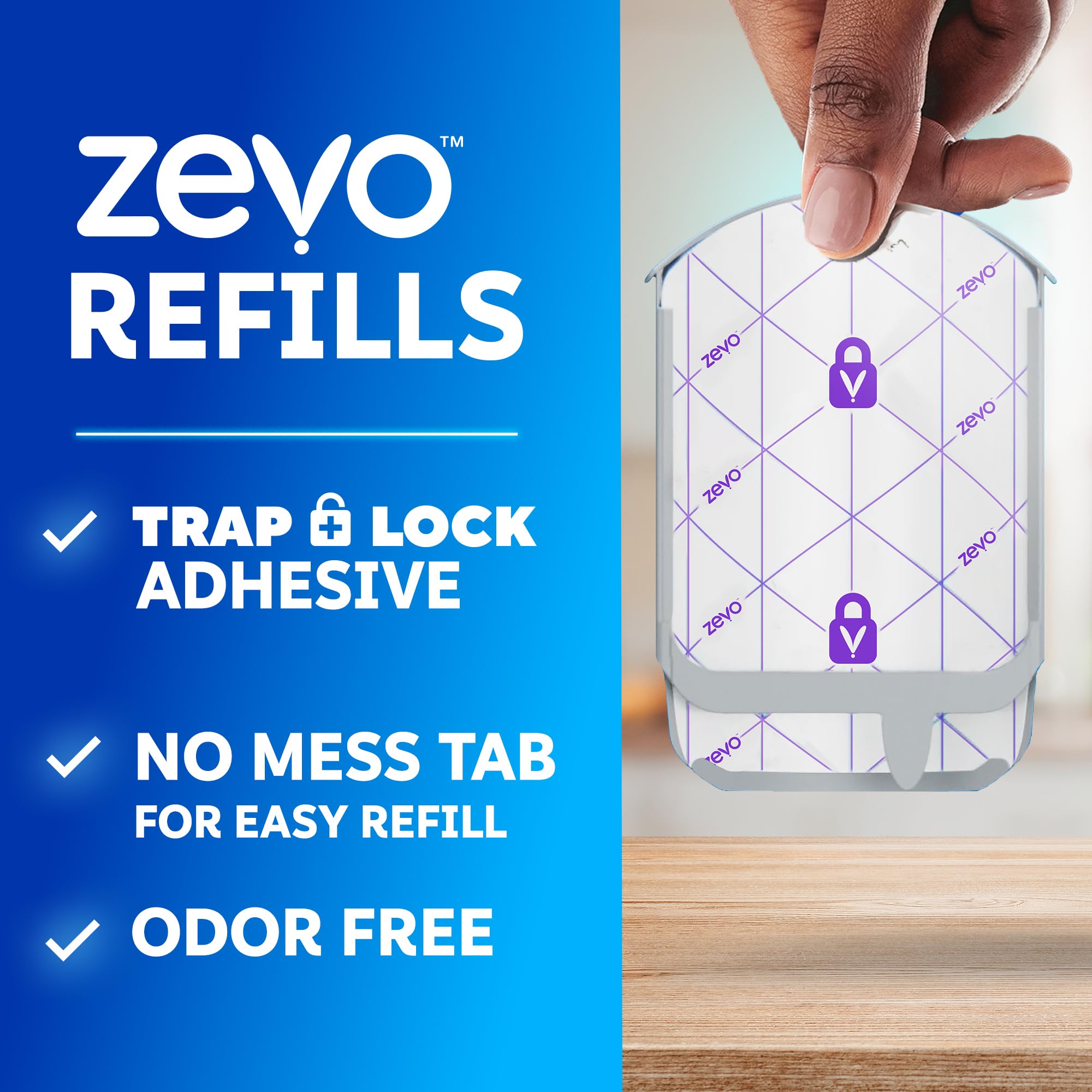Zevo Flying Insect Trap Official Refill Cartridges - Fits Both Zevo Trap & MAX Indoor Fly Trap - Authentic Trap+Lock Technology to Catch Gnats, House & Fruit Flies (4 Official Refill Cartridges)