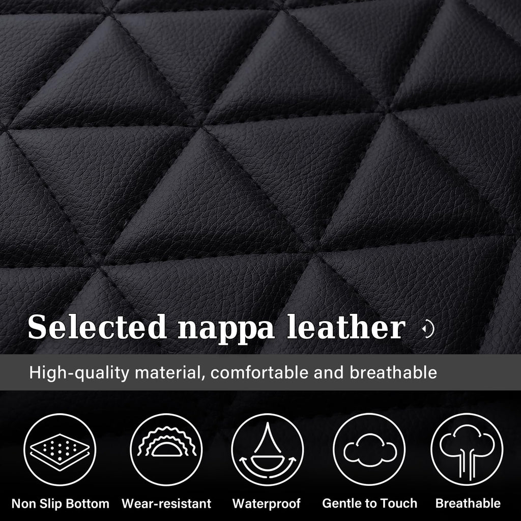 Coverado Ram Seat Covers Full Set, Waterproof Ram 1500 Seat Cover Compatible with 2002-2025 Dodge RAM 1500 2500 3500 Crew Quad Cab with Curved Bench, Black