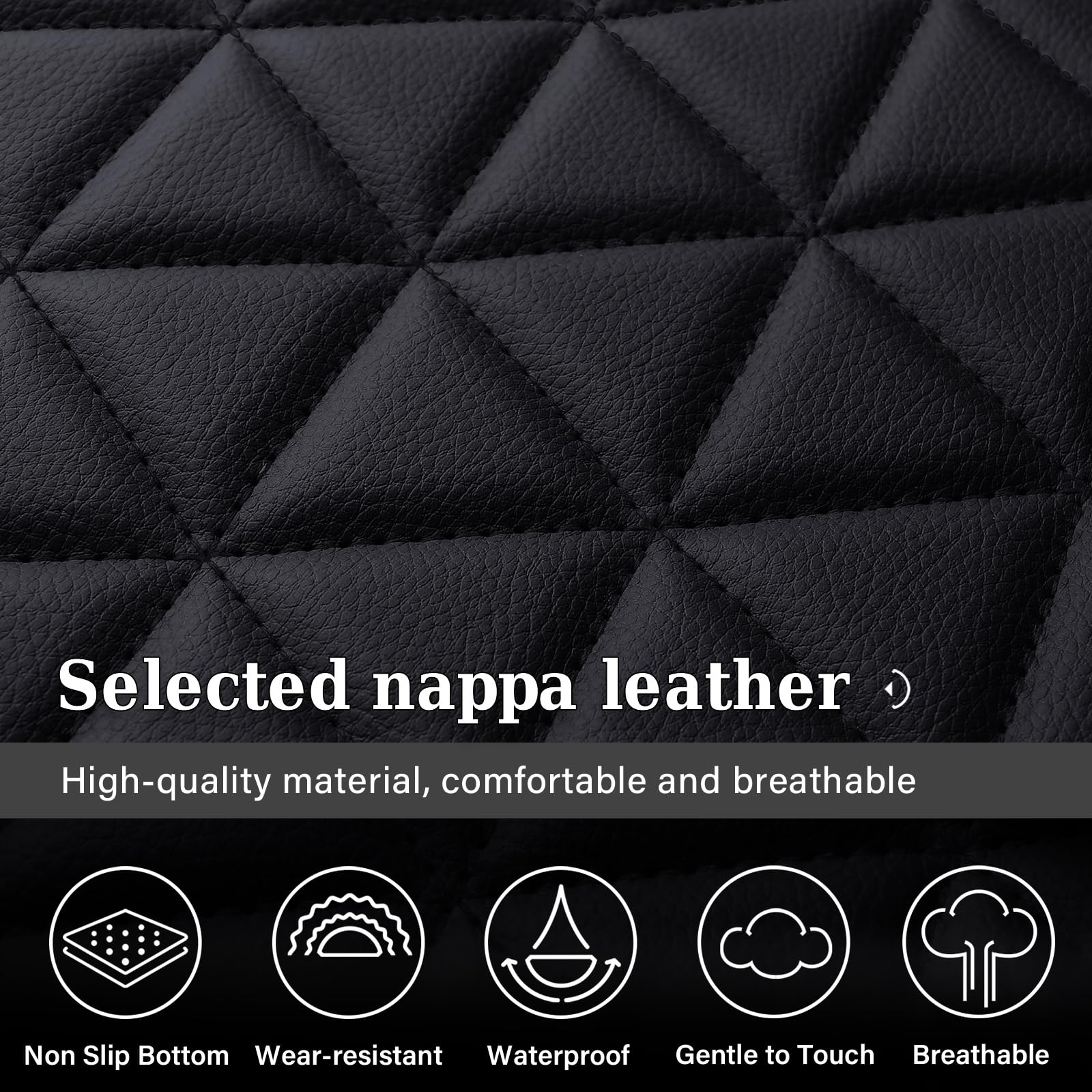 Coverado Ram Seat Covers Full Set, Waterproof Ram 1500 Seat Cover Compatible with 2002-2025 Dodge RAM 1500 2500 3500 Crew Quad Cab with Curved Bench, Black