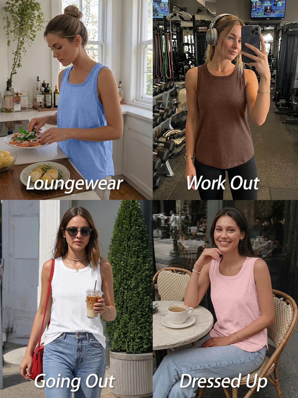 AUTOMET Womens Tank Tops Square Neck Trendy Cute Summer Tops Clothes Outfits 2026 Fashion White M