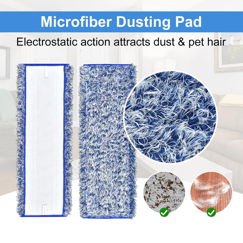 8 Pack Microfiber Cleaning Pad for Bona Mop Hardwood & Hard Surface Floors Dry and Wet Floor Cleaning - Includes 4 Microfiber Cleaning Pad, 2 Deep Clean Pads and 2 Dusting Pad - Dual Zone Cleaning