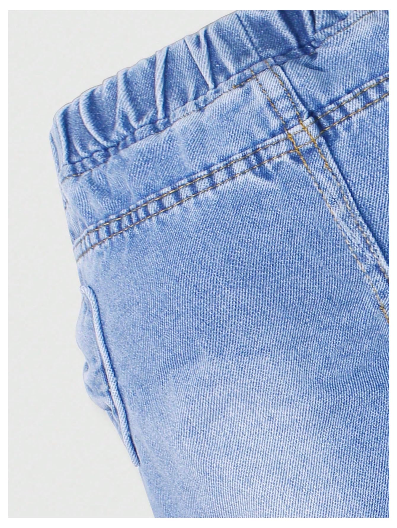 WDIRARA Toddler Girl's Bow Wide Leg Jeans Elastic High Waisted Denim Pants Light Wash 5Y