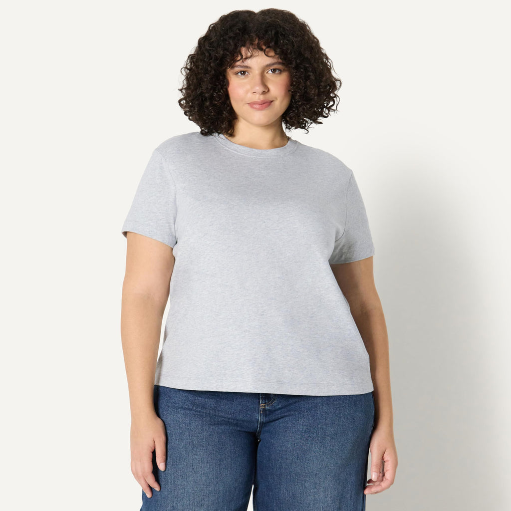 Amazon Essentials Women's Relaxed-Fit Cotton Crewneck T-Shirt, Light Grey Heather, X-Large