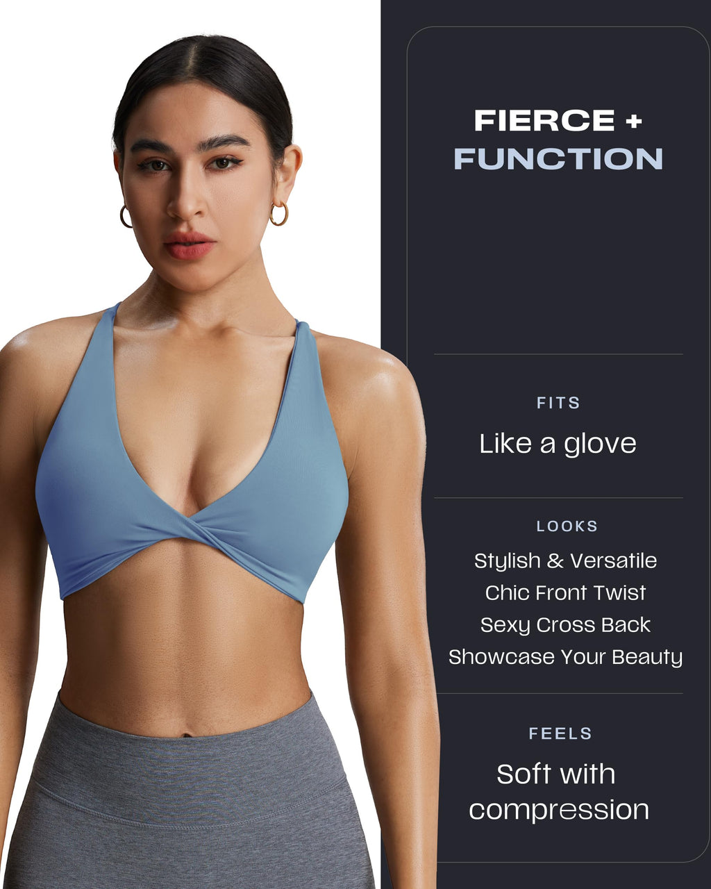 Aoxjox Women's Workout Sports Bras Fitness Sienna Low Impact Bra Yoga Crop Tank (Mykonos Blue, X-Small)