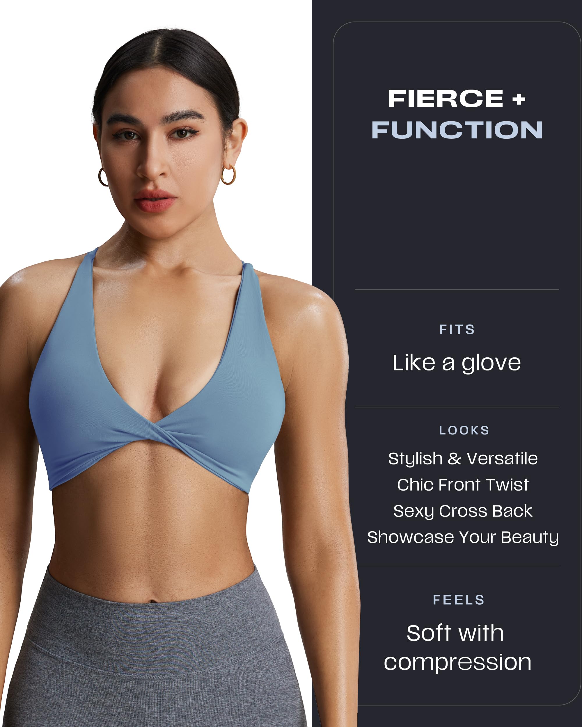 Aoxjox Women's Workout Sports Bras Fitness Sienna Low Impact Bra Yoga Crop Tank (Mykonos Blue, Medium)