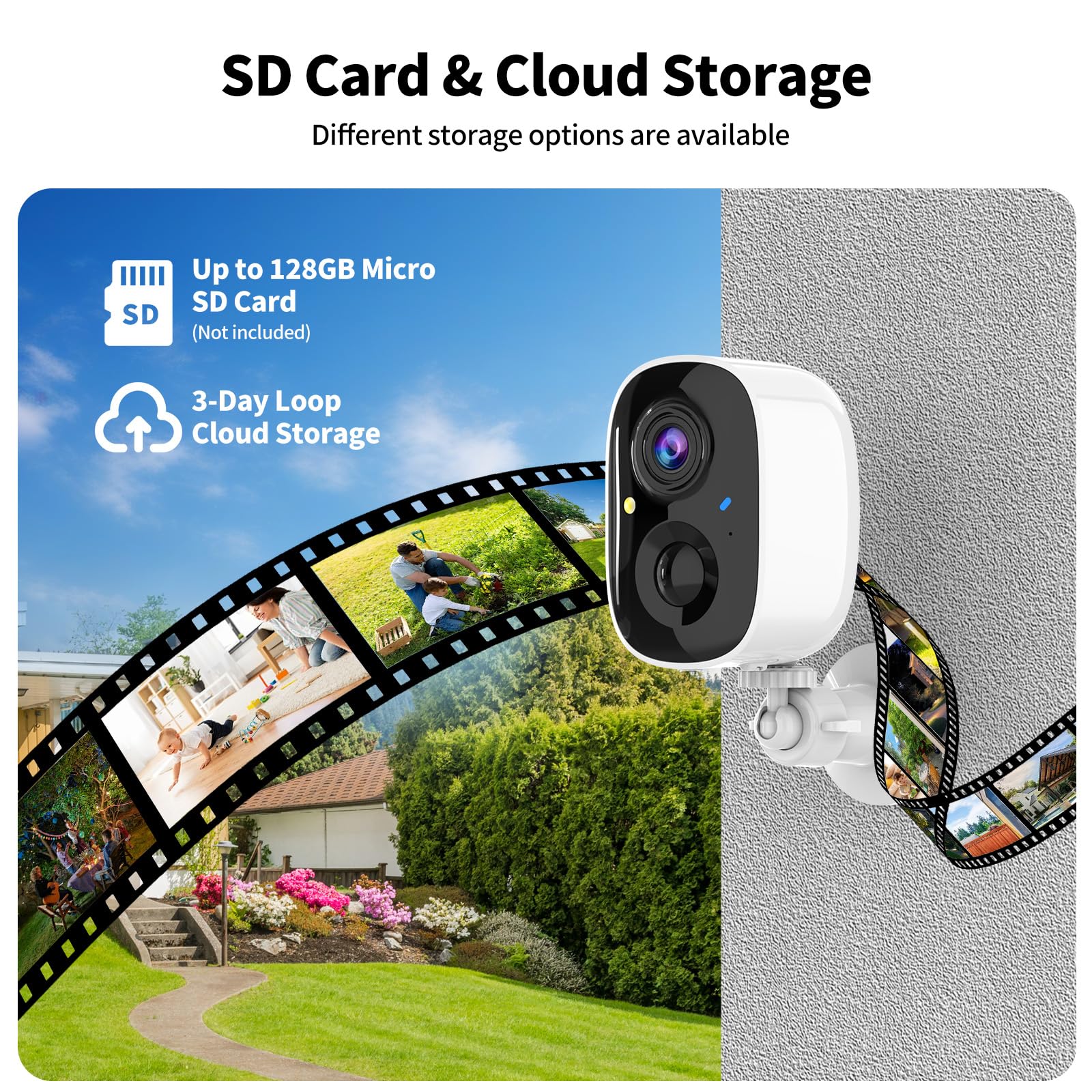 Security Cameras Wireless Outdoor,2K Indoor WiFi Wireless Cameras,Outside Battery Powered Cameras for Home Security,AI Motion Detection,Color Night Vision,Spotlight,Siren Alarm,SD/Cloud Storage,2Pack