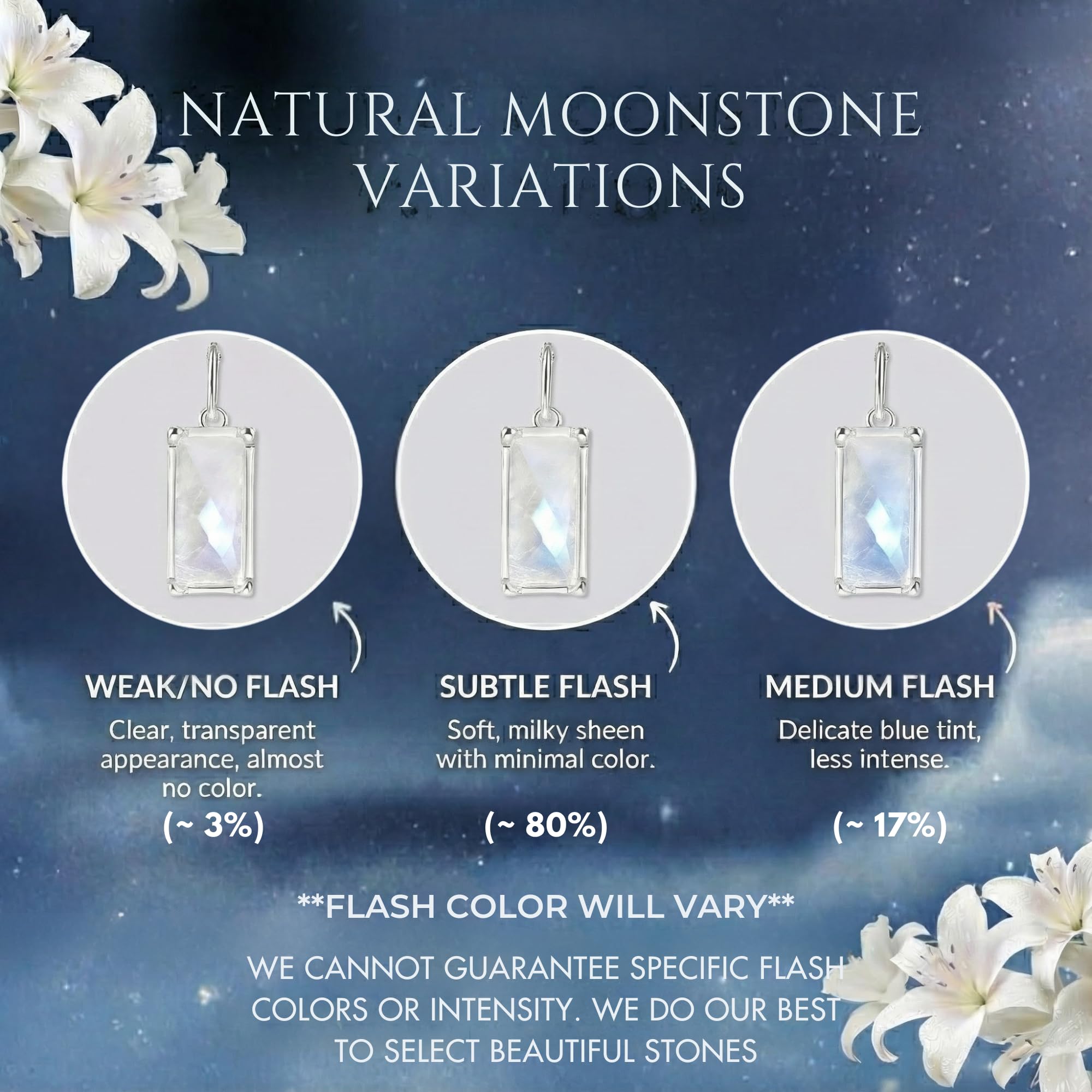 HOPE LOVE SHINE New Beginnings Rainbow Moonstone Sterling Silver Necklace for Women - Meaningful Jewelry Gifts for Her