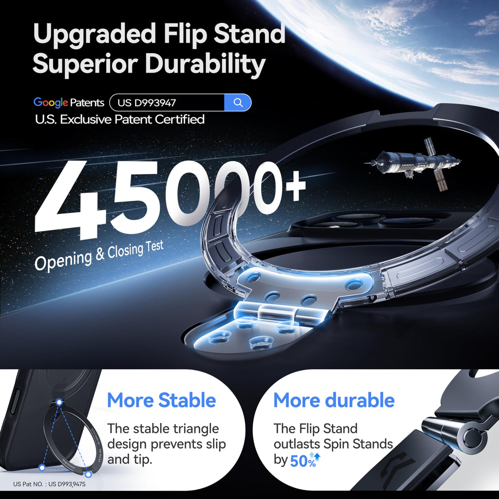 CASEKOO Ultra-Magnetic Stand for iPhone 17 Case [Military Drop Protection] [Compatible with MagSafe] Shockproof Translucent Slim Matte for iPhone 17 Case with Ring Holder 6.3 Inch, Black