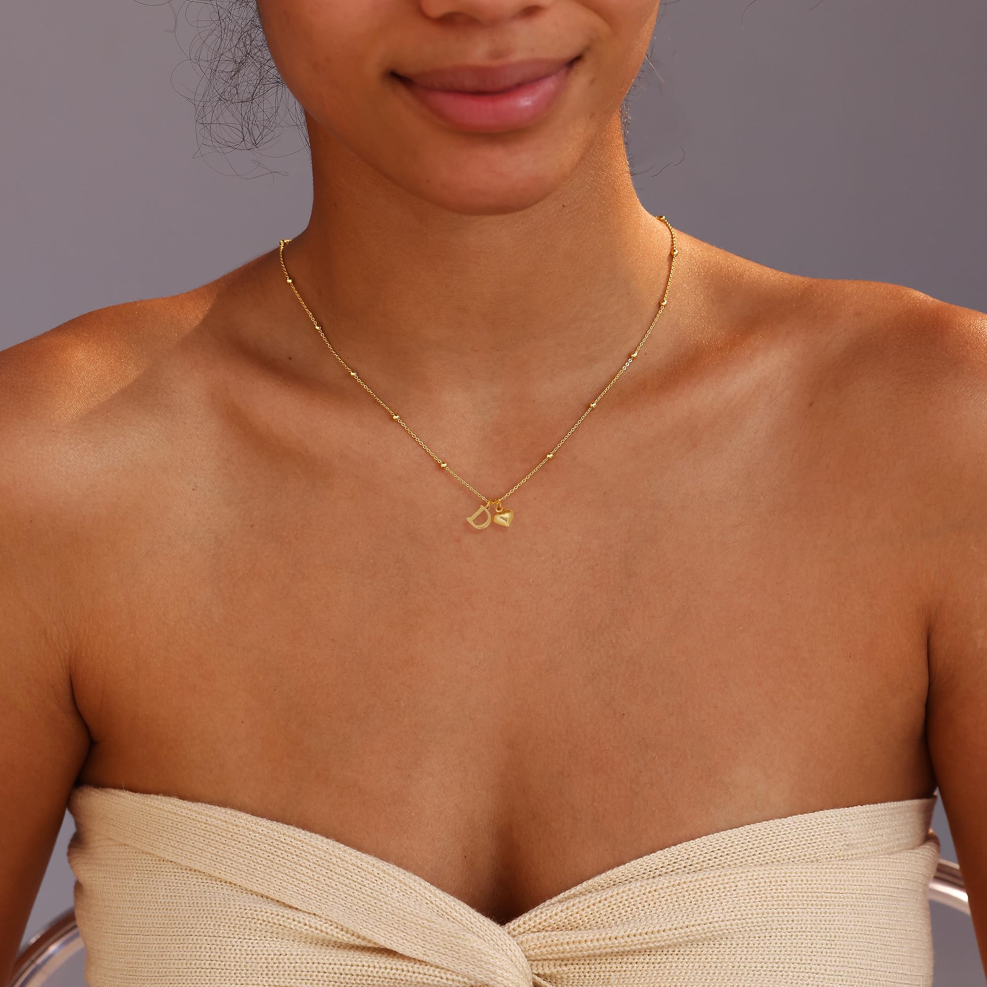 SELSHELetter Necklace for Women,Dainty Gold Initial Necklace 14K Gold Plated Cute Heart Initial Necklaces for Women Trendy Personalized Name Necklace Non Tarnish Gold Pendant Necklace Gold Jewelry