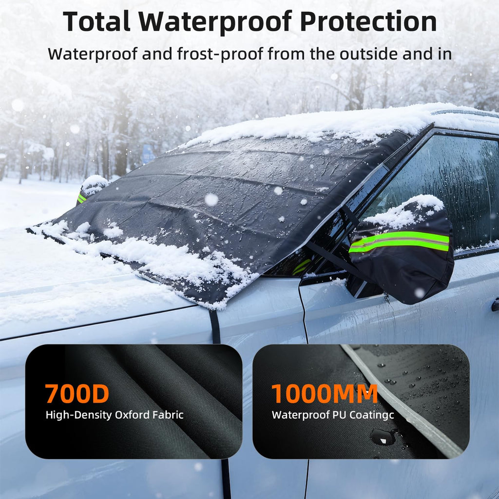 DMJN [2026 Upgraded] Car Windshield Cover for Ice and Snow, Windshield Snow Cover for Winter Snow & Frost, 700D Heavy-Duty, Suitable for Cars, SUVs, and Trucks-Medium