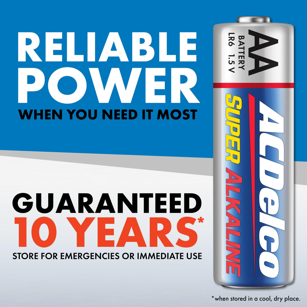 Powermax ACDelco 200-Count AA Batteries, Super Alkaline Battery, 10-Year Shelf Life, Recloseable Packaging