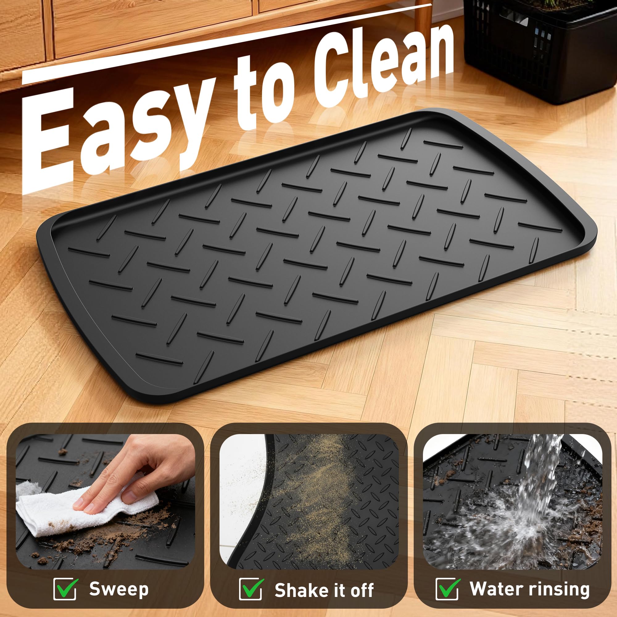TonTool Boot Trays Heavy Duty Rubber Mat with Lip, Waterproof Shoe Mat Tray for Entryway Shoe Tray Multi-Purpose for Indoor or Outdoor 27.56 x 15.75inch
