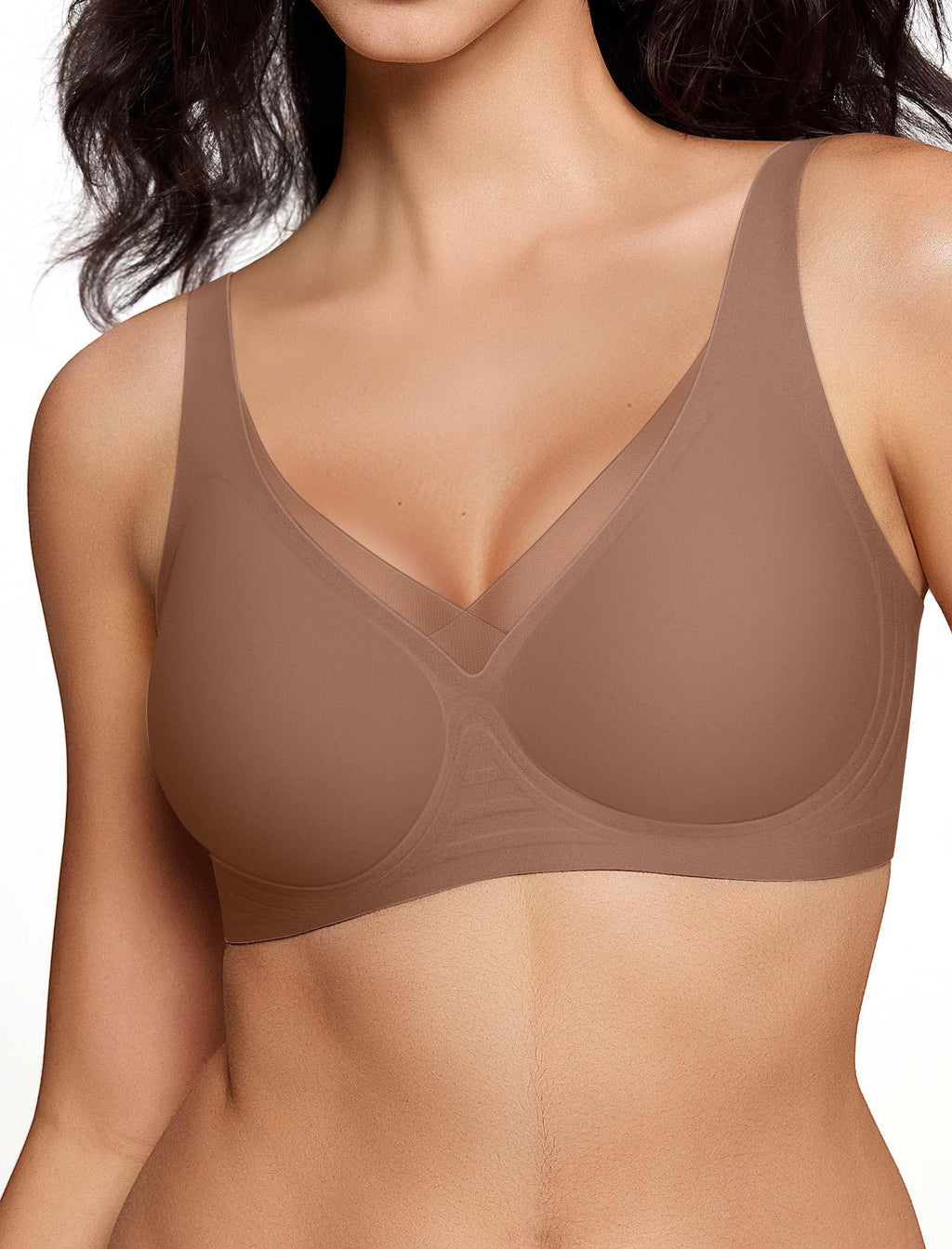 ProKloud Wireless Bra for Women No Underwire Deep V Mesh Bras Seamless Comfortable Push Up Bralettes with Support and Lift