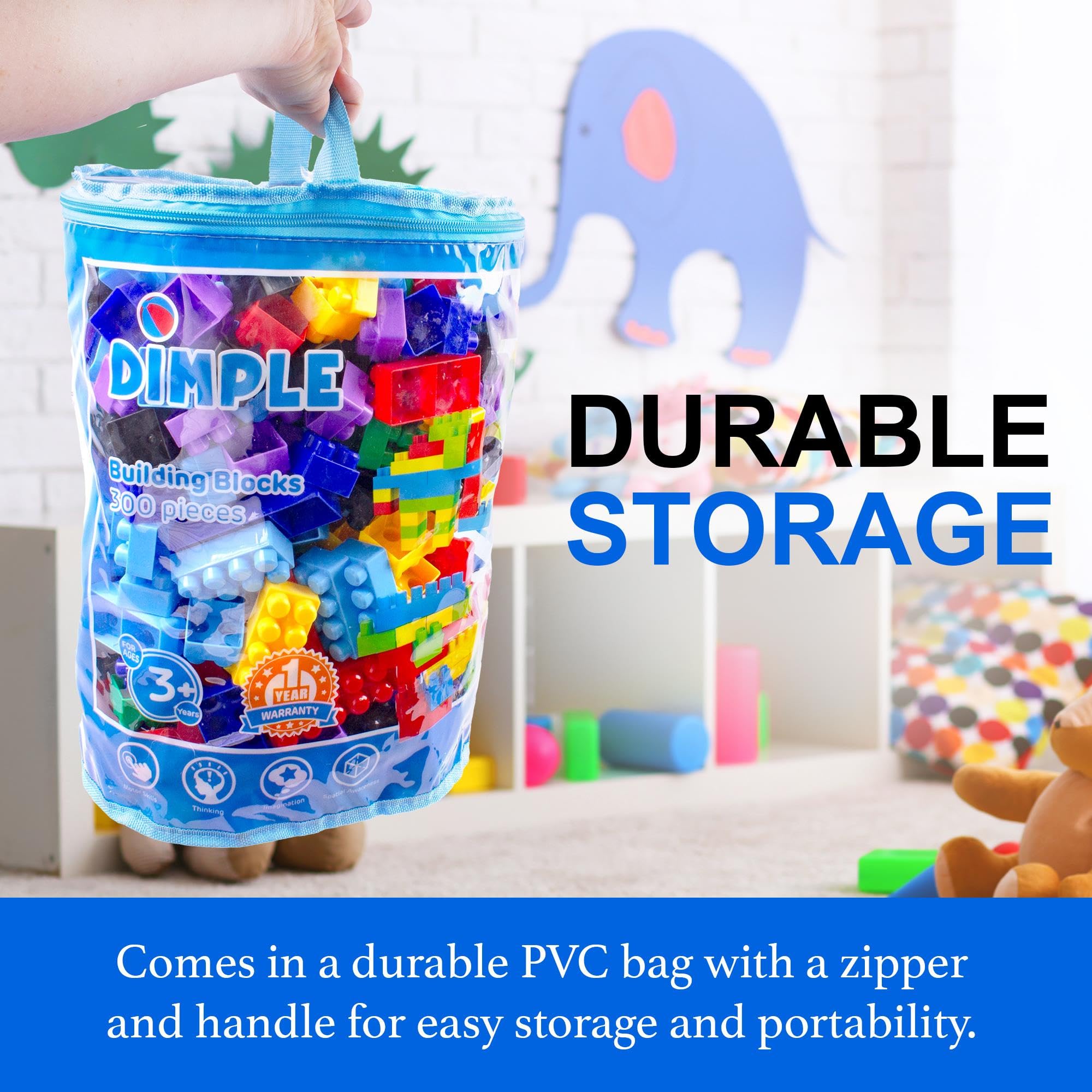 Dimple Building Blocks for Toddler (300 Pcs) Stacking Toys & Puzzle Games for Learning and STEM Fun Montessori Toys, Educational Baby Blocks Age 3+ Toddler Boy & Girl Birthday for Kids