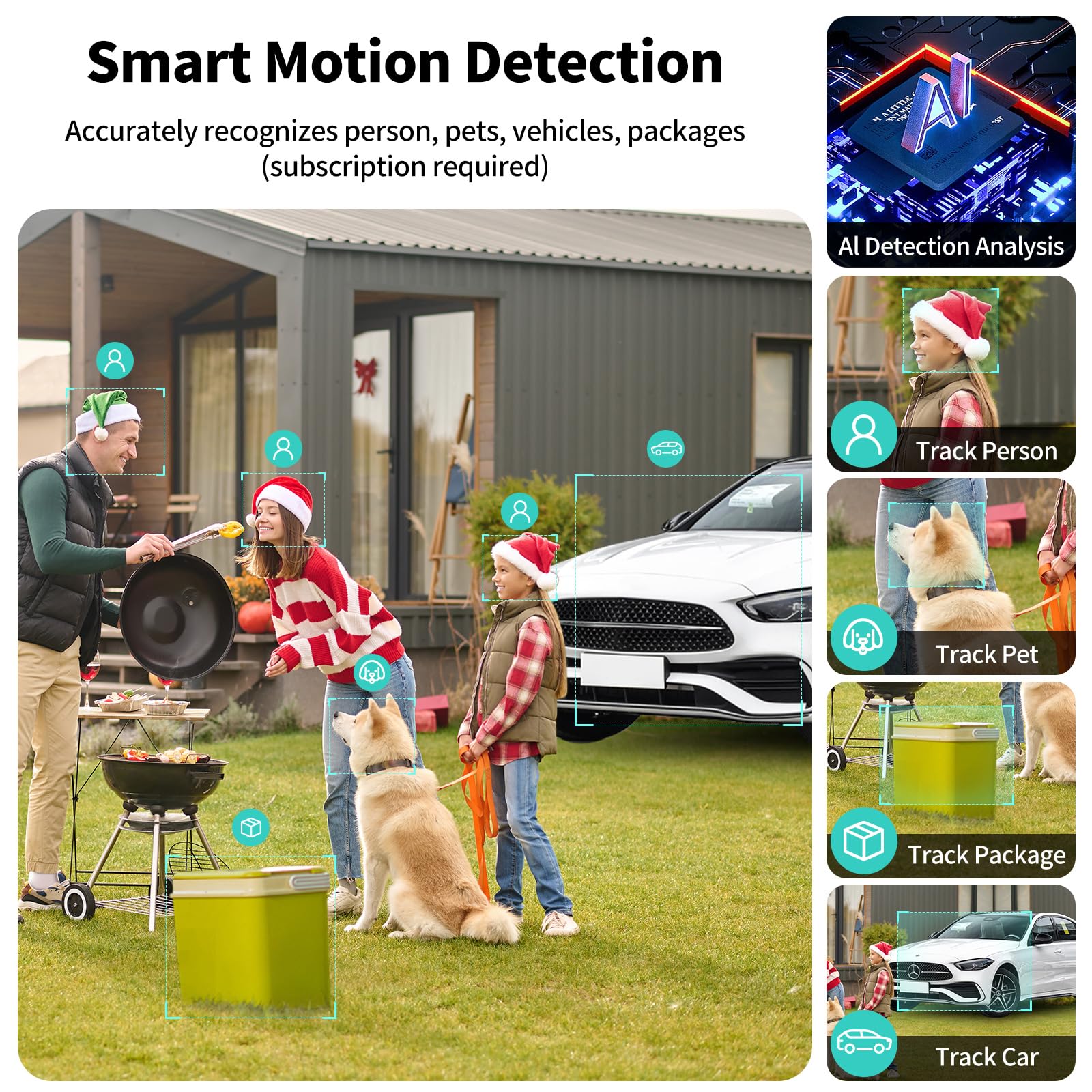 Security Cameras Wireless Outdoor,2K Indoor WiFi Wireless Cameras,Outside Battery Powered Cameras for Home Security,AI Motion Detection,Color Night Vision,Spotlight,Siren Alarm,SD/Cloud Storage,2Pack