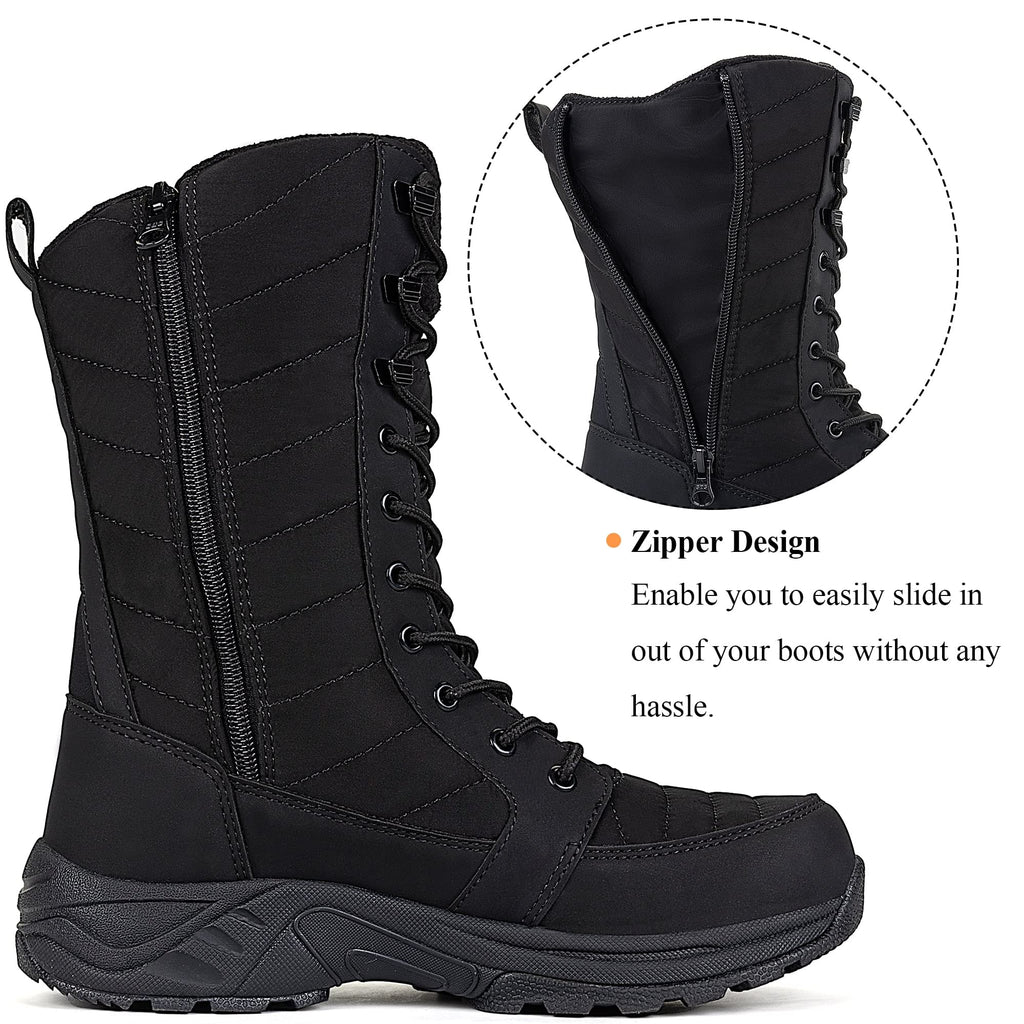FW FRAN WILLOR Women's Waterproof Winter Snow Boots Warm Comfortable with Side Zipper - 2024 Fashion Lightweight Hiking boots for Cold Weather Insulated Mid Calf Military Booties