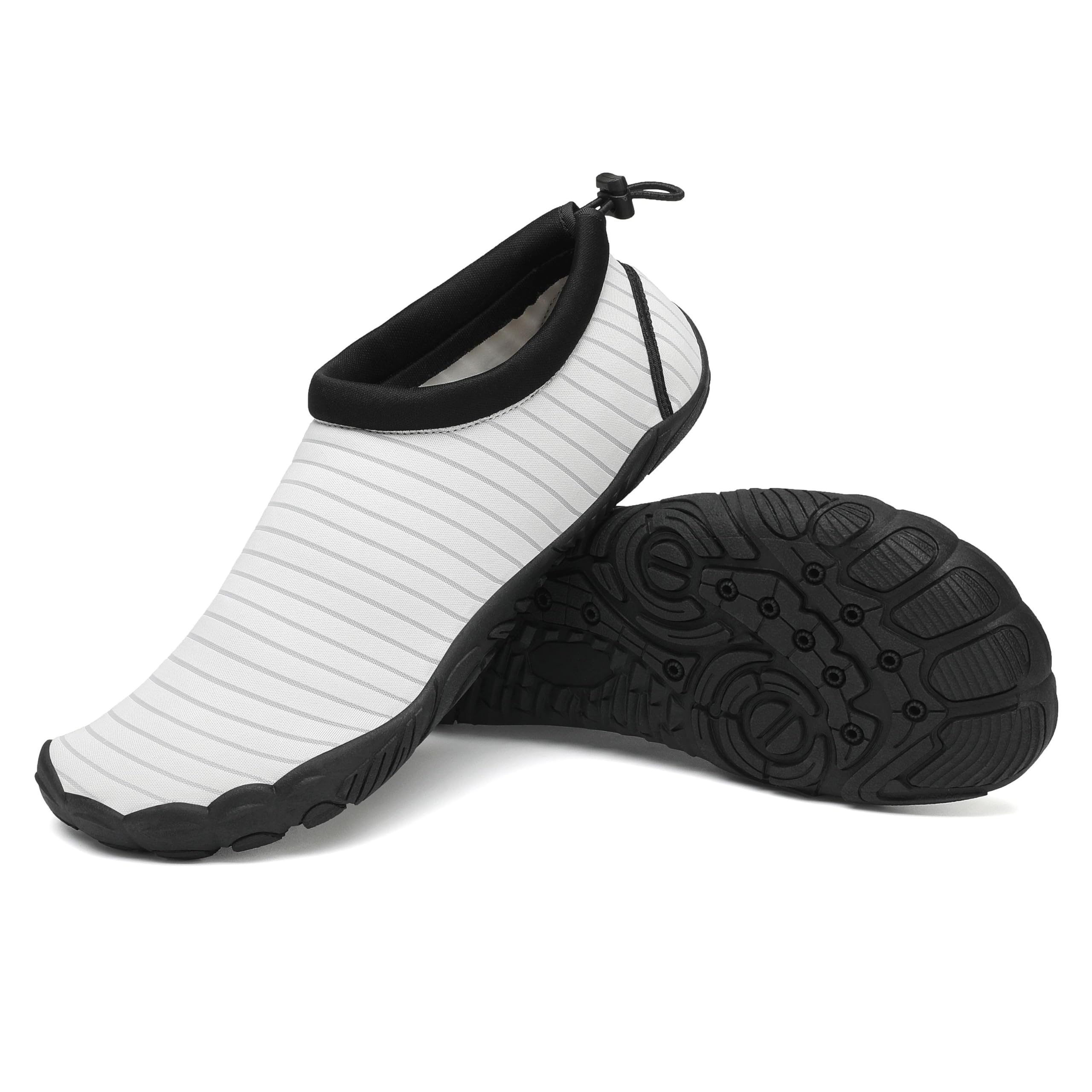 Mishansha Womens Mens Water Shoes Wide Toe Box Swim Beach Barefoot Shoes Quick Dry Non Slip Pale Grey 9.5 Women/7.5 Men