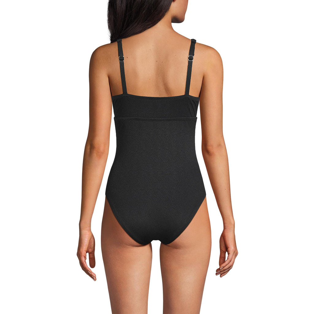 Lands' End Women's Crepe Rectangular Wire One Piece X-Small Black