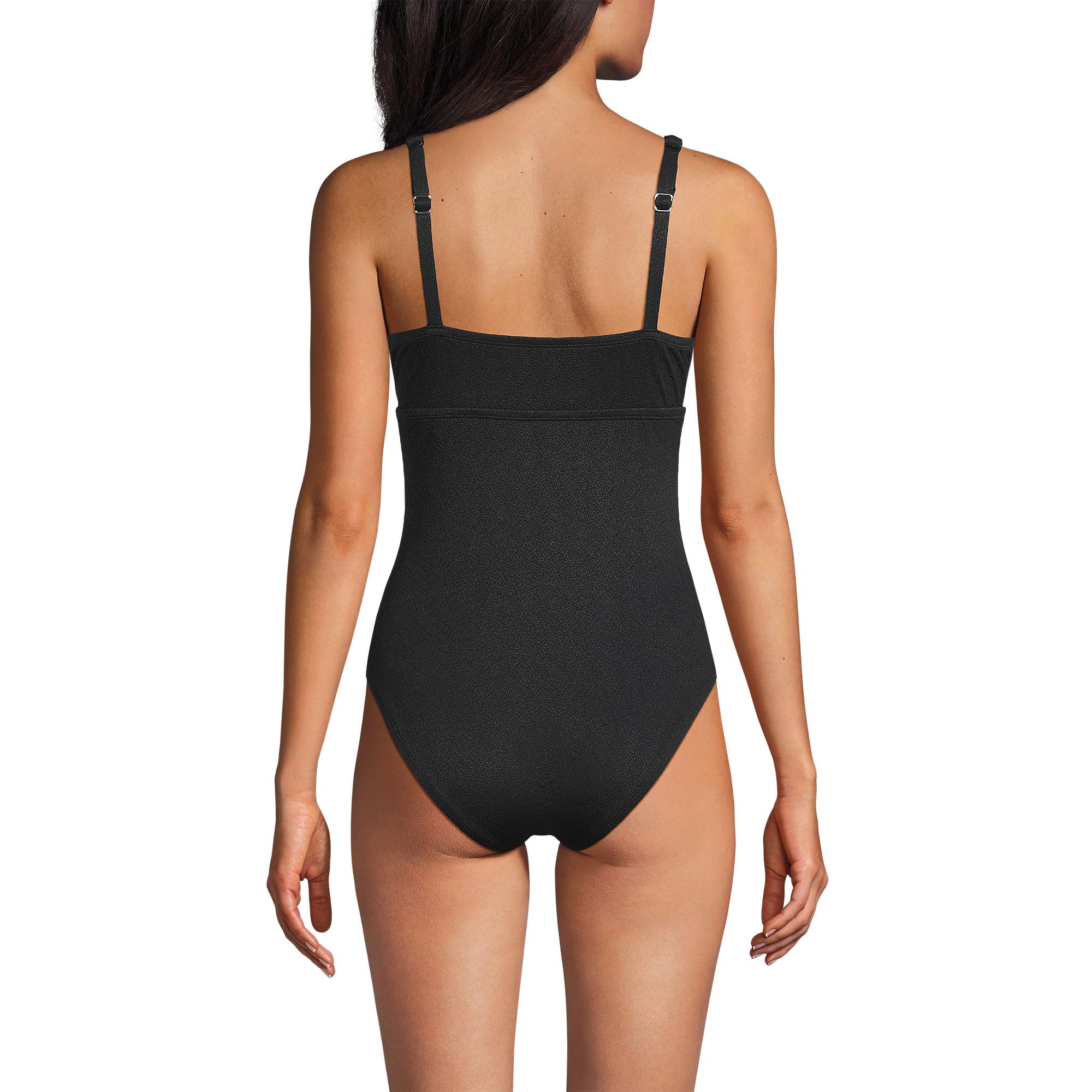Lands' End Women's Crepe Rectangular Wire One Piece X-Small Black