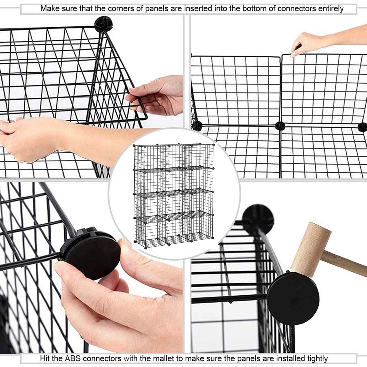 C&AHOME Wire Cube Storage, 12-Cube Storage Organizer Metal, C Grids Storage Bins Shelving, Modular Bookshelf Shelf, Closet Cabinet Ideal for Bedroom, Office 36.6”L x 12.4”W 48.4”H Black
