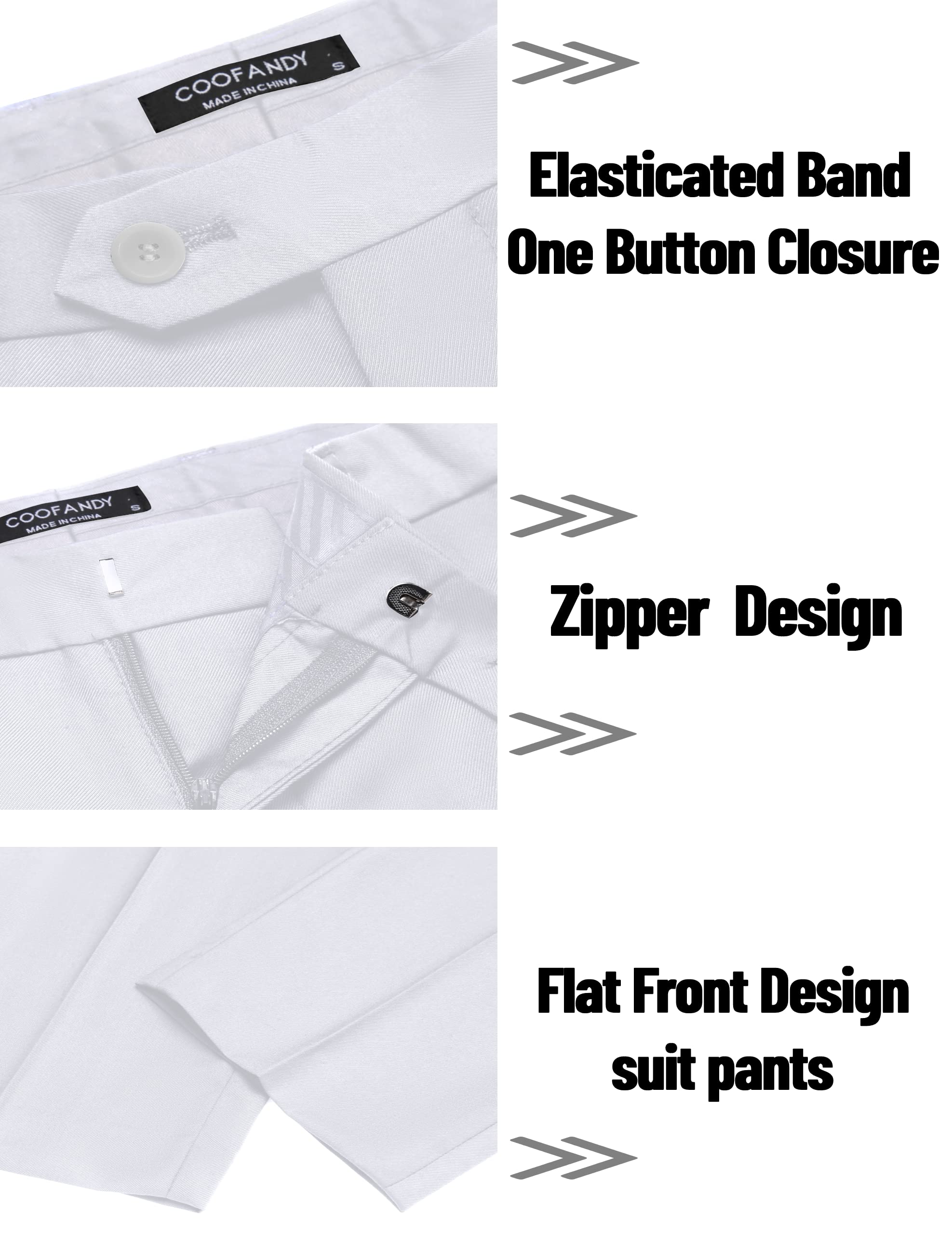 COOFANDY Men's 2 Piece Suits Classic Fit 2 Button Dress Suits Tuxedo Jacket Blazer Suit for Wedding Dinner Prom White