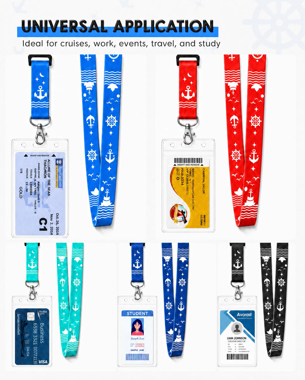 Avorast 5 Pack Cruise Lanyards for Ship Cards, Cruise Essentials 2026 for Carnival, Royal Caribbean, NCL, Lanyards for ID Badges with Detachable Buckle & Waterproof ID Badge Holders (Mix)