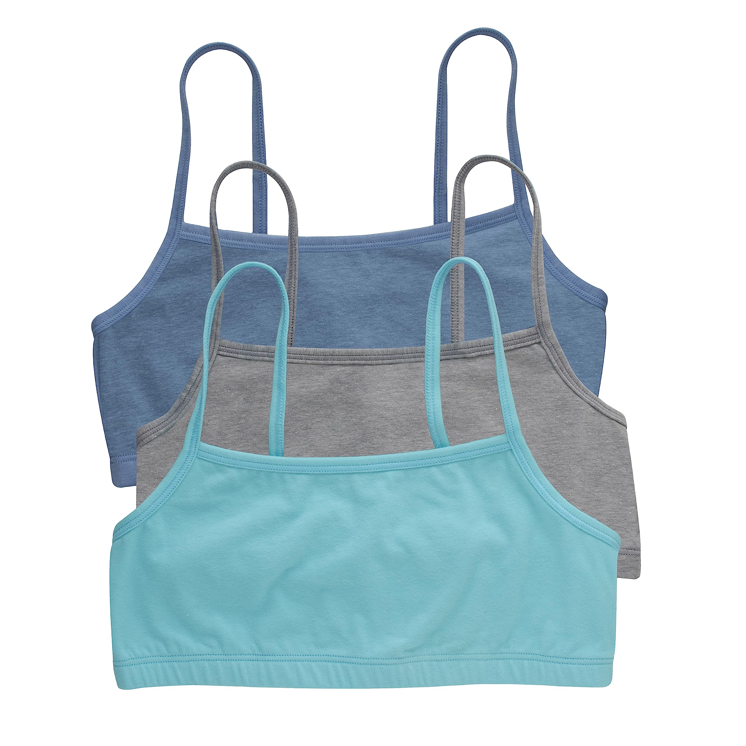 Hanes womens Cotton String Bralette, 3-pack Bra, 3 Pack - Denim Jacket Blue Heather/Concrete Heather/Ultra Blue, Large US
