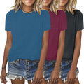 BLACKMYTH Womens 3 Pack Basic T Shirts Summer Tops 2026 Fashion Short Sleeve Comfy Casual Vacation Tees Indigo WineRed Darkgrey X-Large