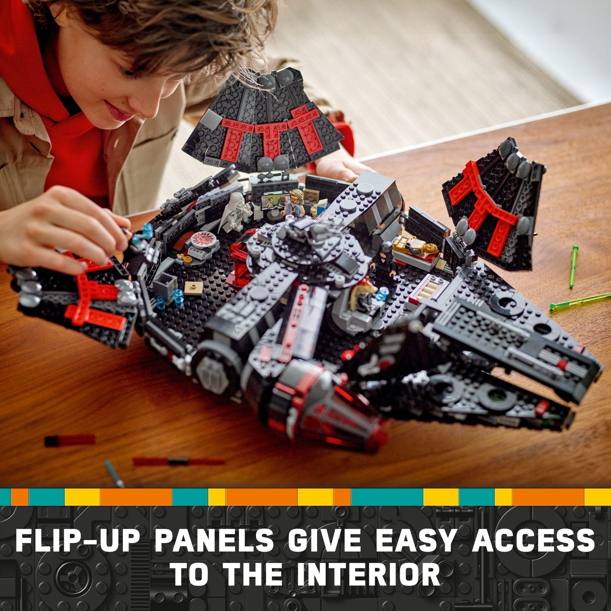 LEGO Star Wars The Dark Falcon Buildable Starship, Star Wars Toy Vehicle Set for Boys and Girls, Collectible Millenium Falcon Toy with 6 Minifigures, Birthday Gift for Kids or Any Fan, 75389