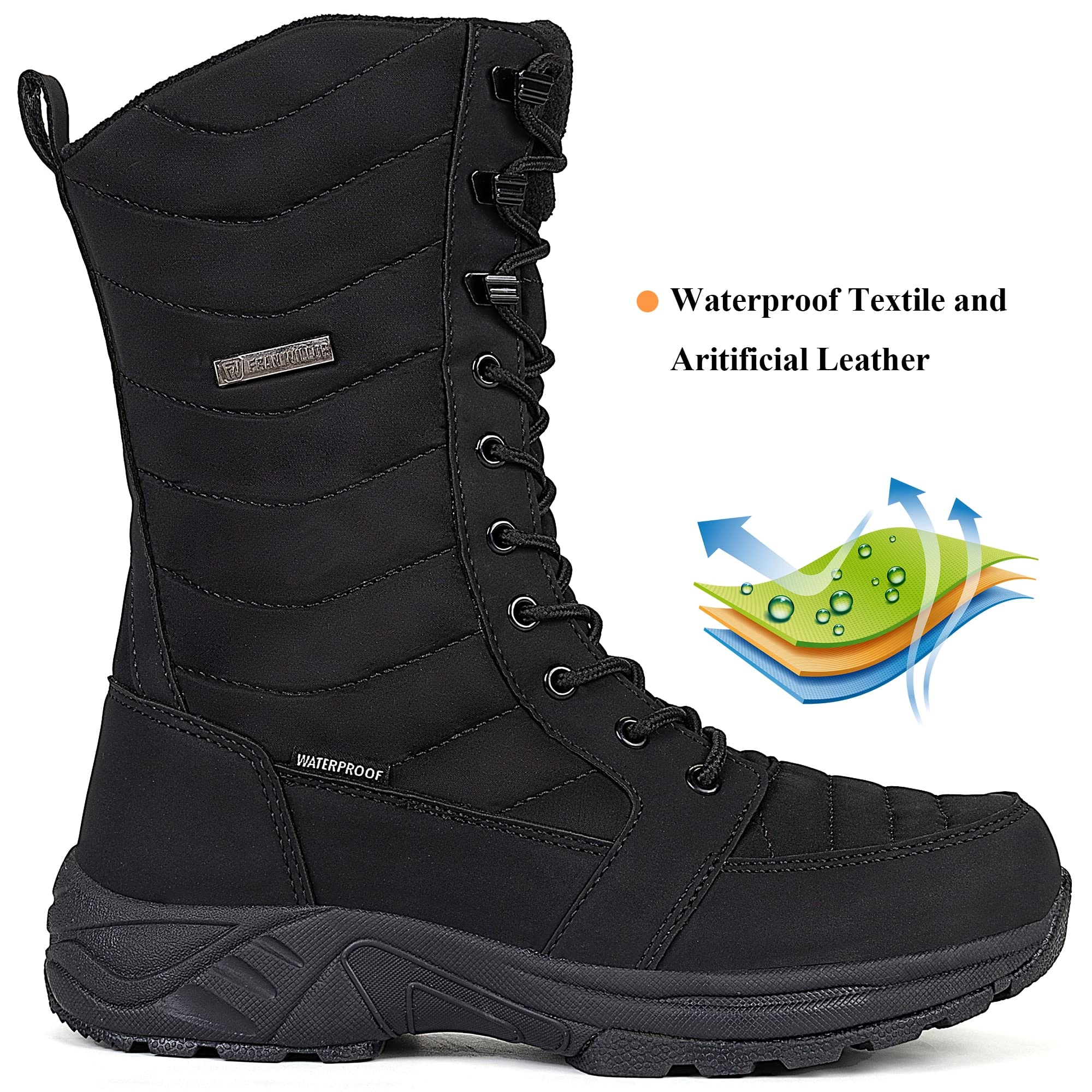 FW FRAN WILLOR Women's Waterproof Winter Snow Boots Warm Comfortable with Side Zipper - 2024 Fashion Lightweight Hiking boots for Cold Weather Insulated Mid Calf Military Booties