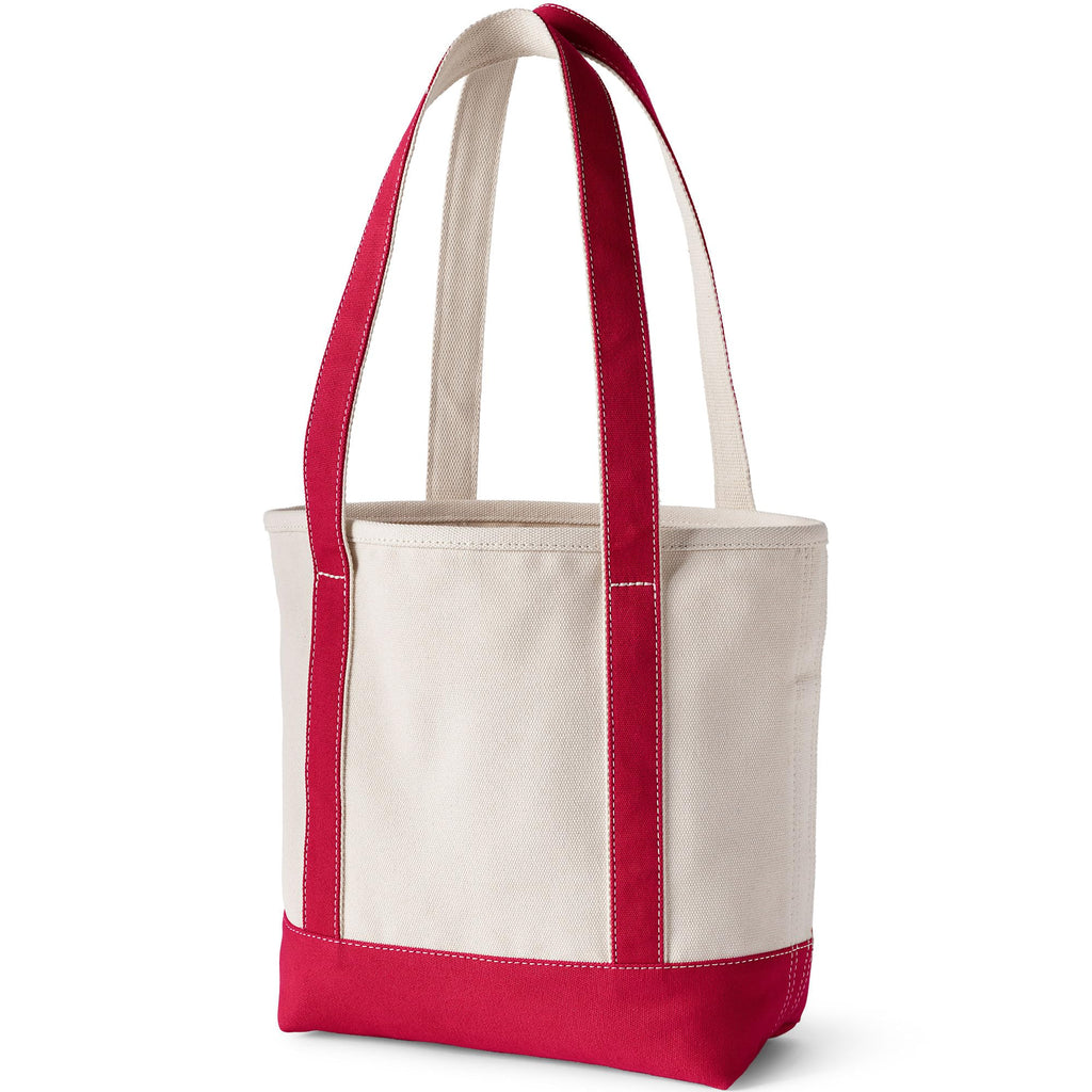 Lands' End Natural Open Top Canvas Tote Natural/heritage Red Medium Regular Handle
