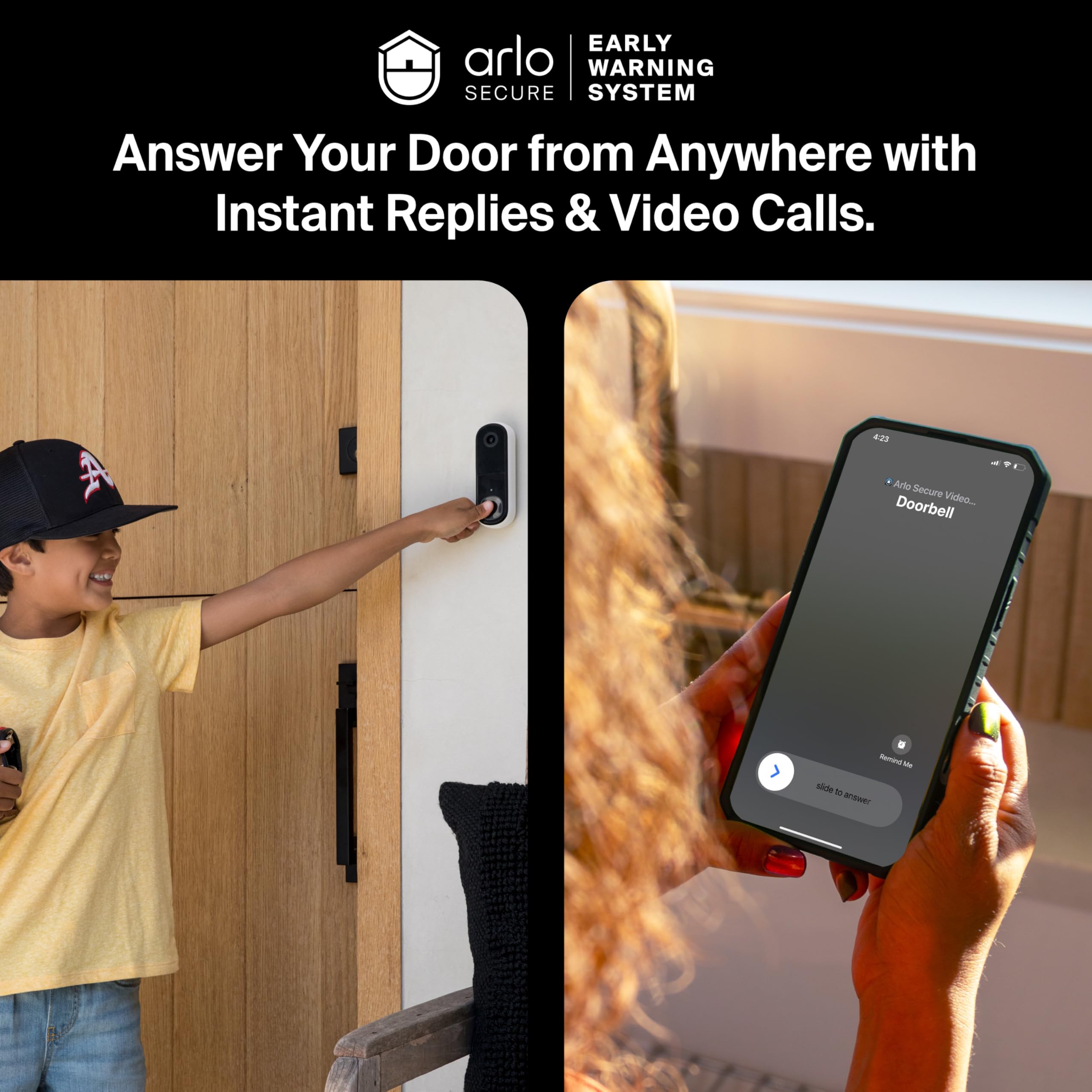 Arlo Video Doorbell 2K (2nd Gen, Latest Release), Wireless or Wired, Package Detection, Person & Vehicle Recognition, 1-Month Secure Plan, 2-Way Audio, Night Vision, Head to Toe Video View
