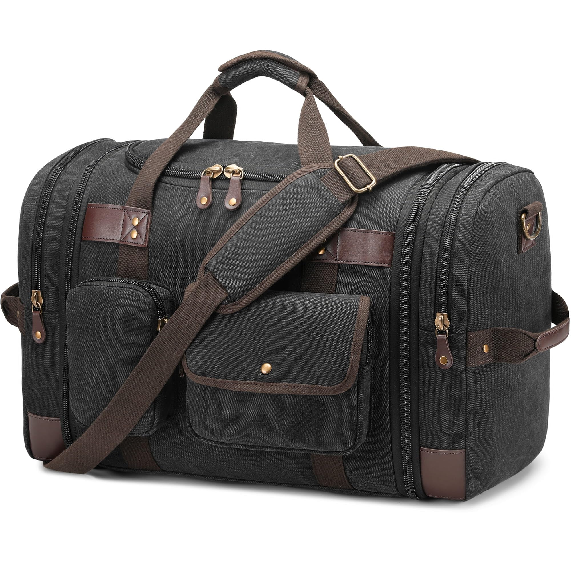 HNCTINNO Duffle Bag for Travel, 50L Carry On Duffle Bag for Airplanes, Canvas Overnight Weekender Bag for Men and Women